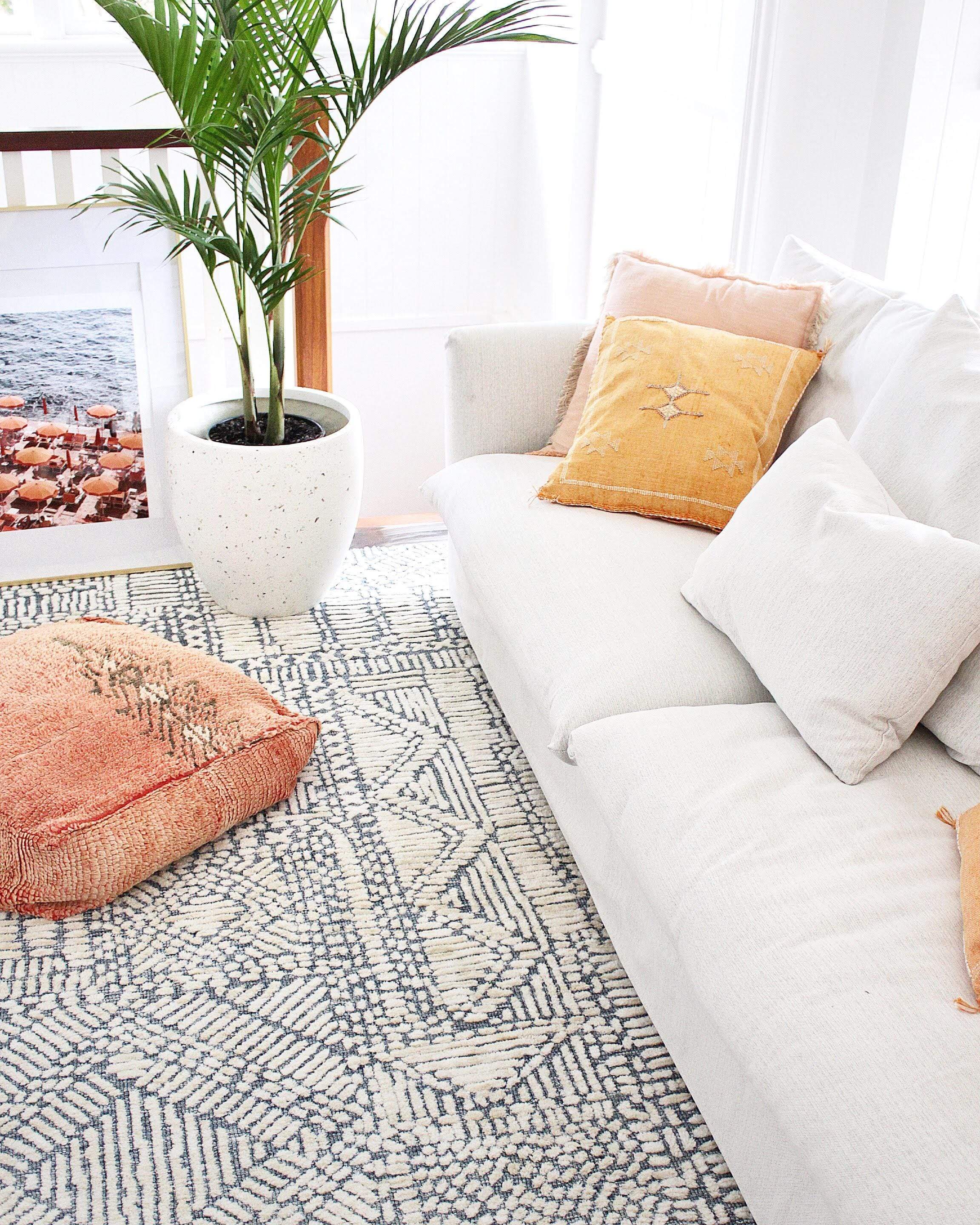 Karmen Blue and Ivory Geometric Patterned Rug - Image 4