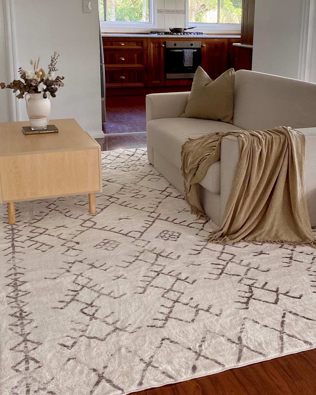 Karmina Brown and Cream Abstract Tribal Washable Rug - Image 8