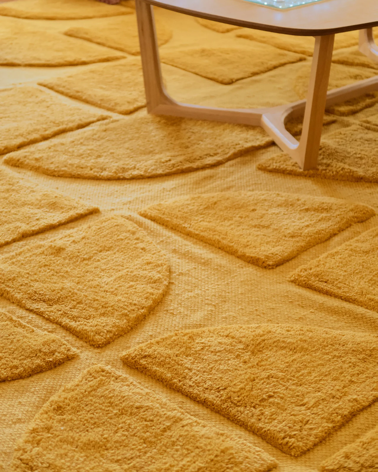 Kay Mustard Geometric Washable Wool Rug - Image 2