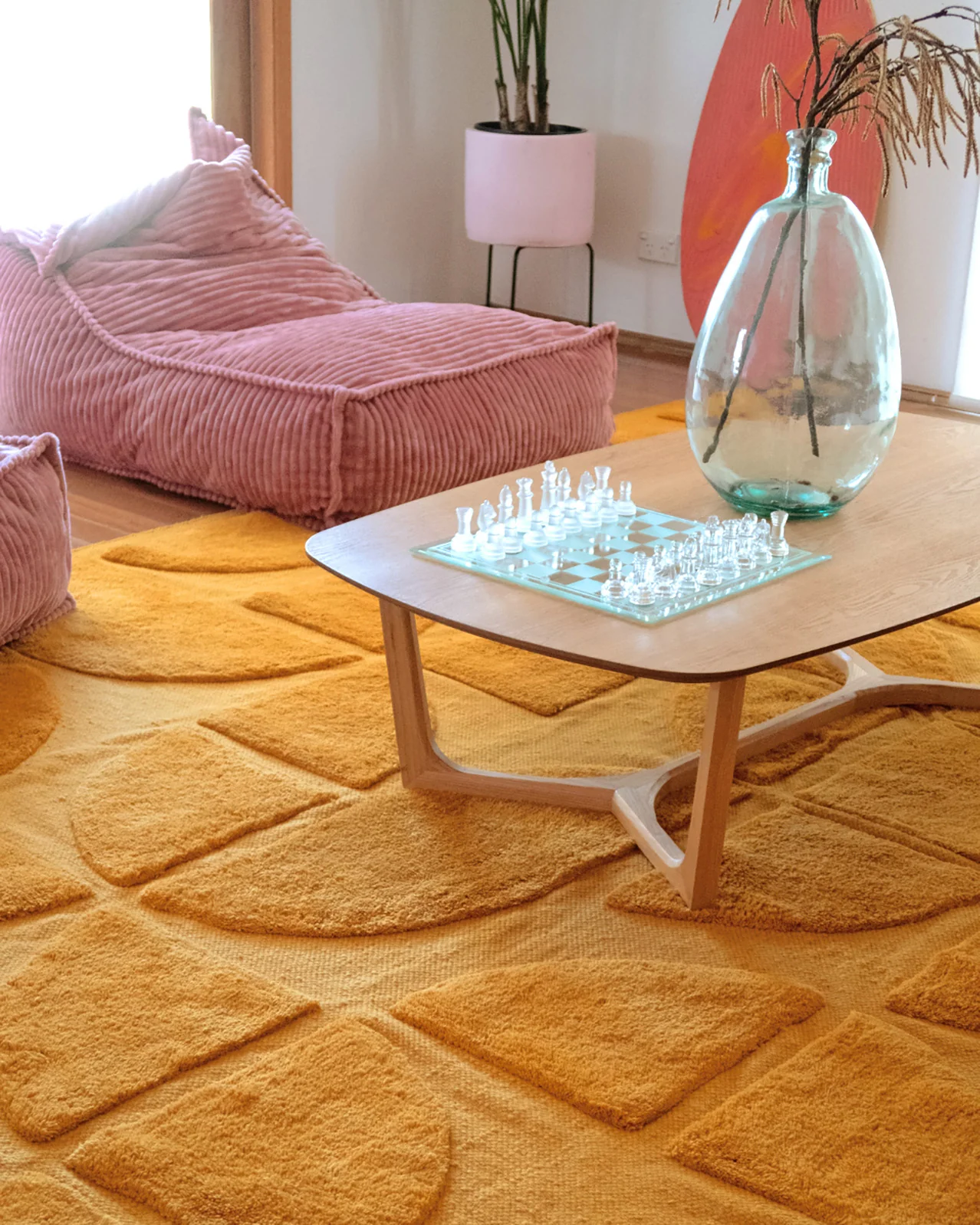 Kay Mustard Geometric Washable Wool Rug - Image 3