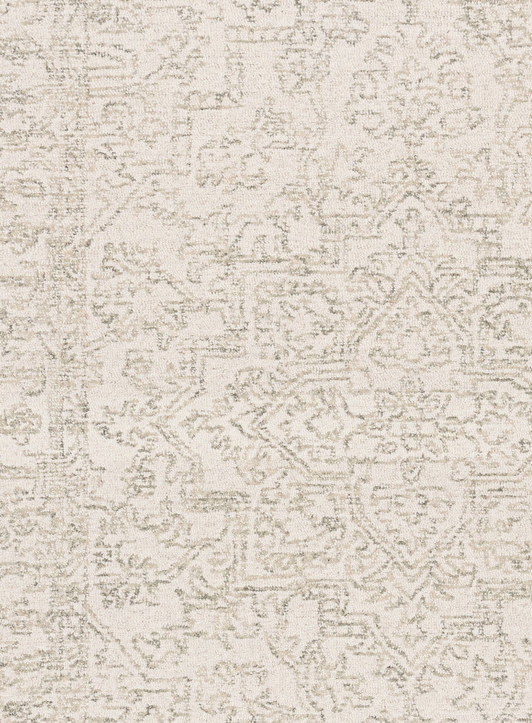 Keena Ivory Gray Medallion Tufted Wool Rug - Image 9