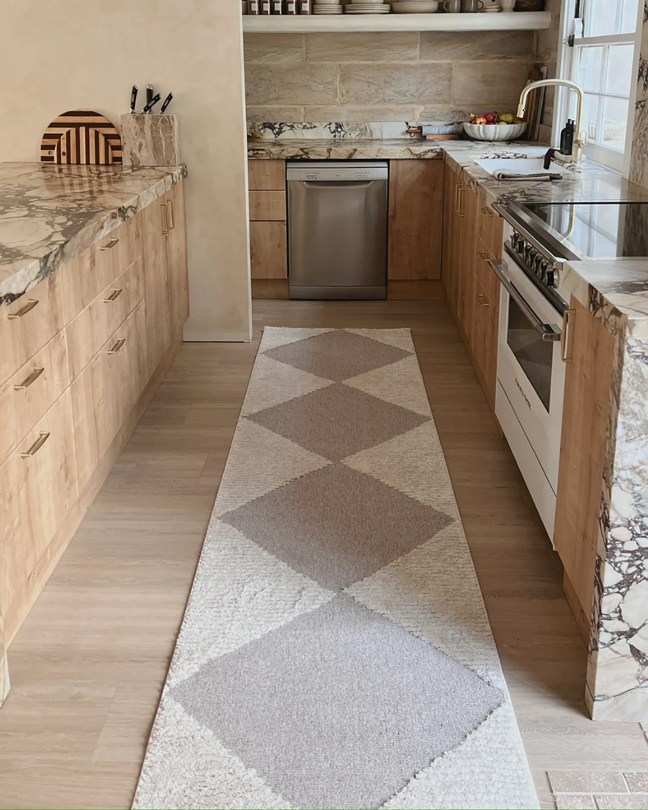 Kelsey Ivory and Beige Checkered Runner Rug - Image 2