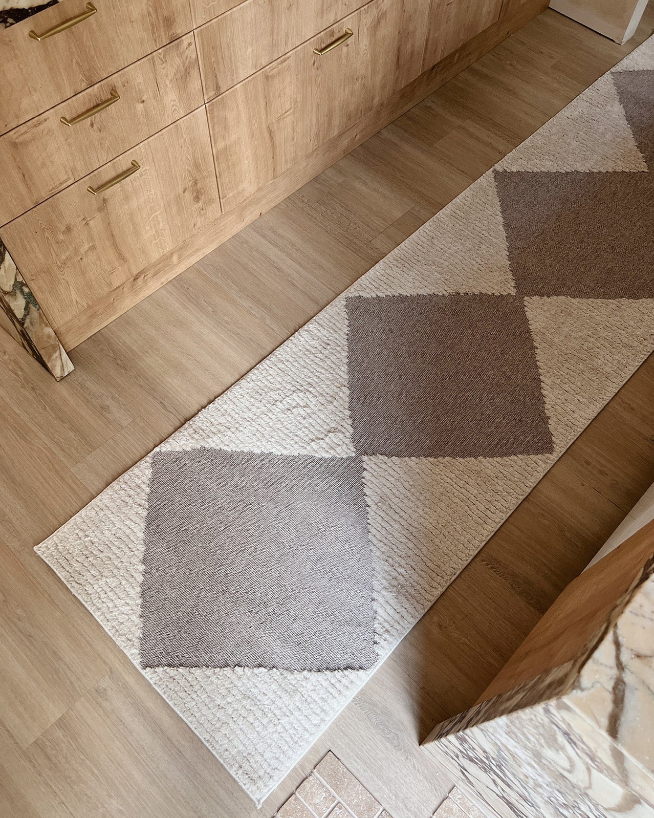 Kelsey Ivory and Beige Checkered Runner Rug - Image 3