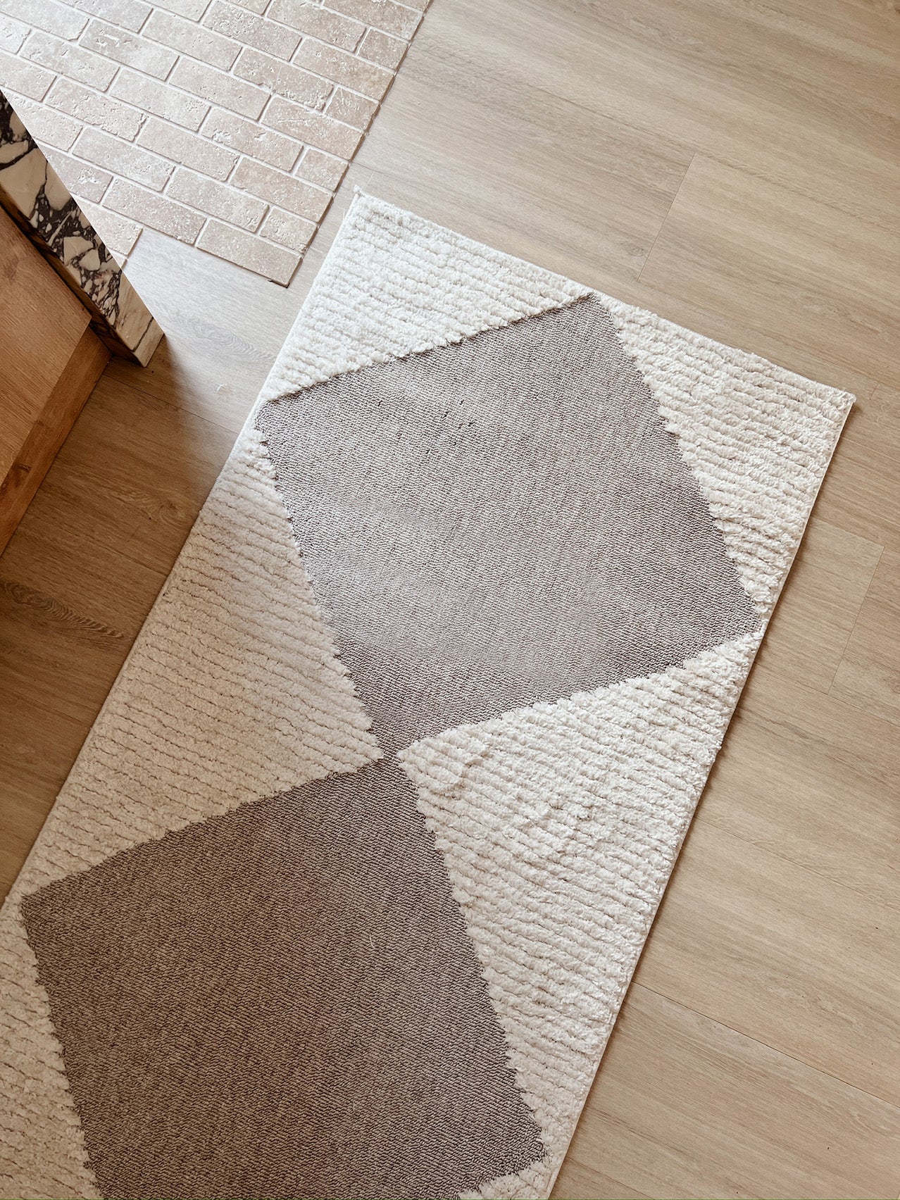 Kelsey Ivory and Beige Checkered Runner Rug - Image 4