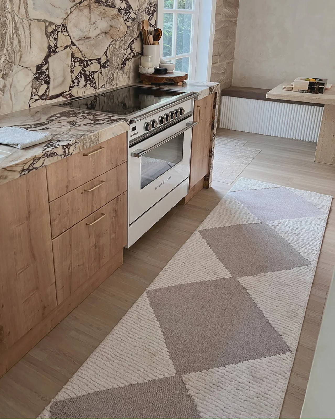 Kelsey Ivory and Beige Checkered Runner Rug - Image 7