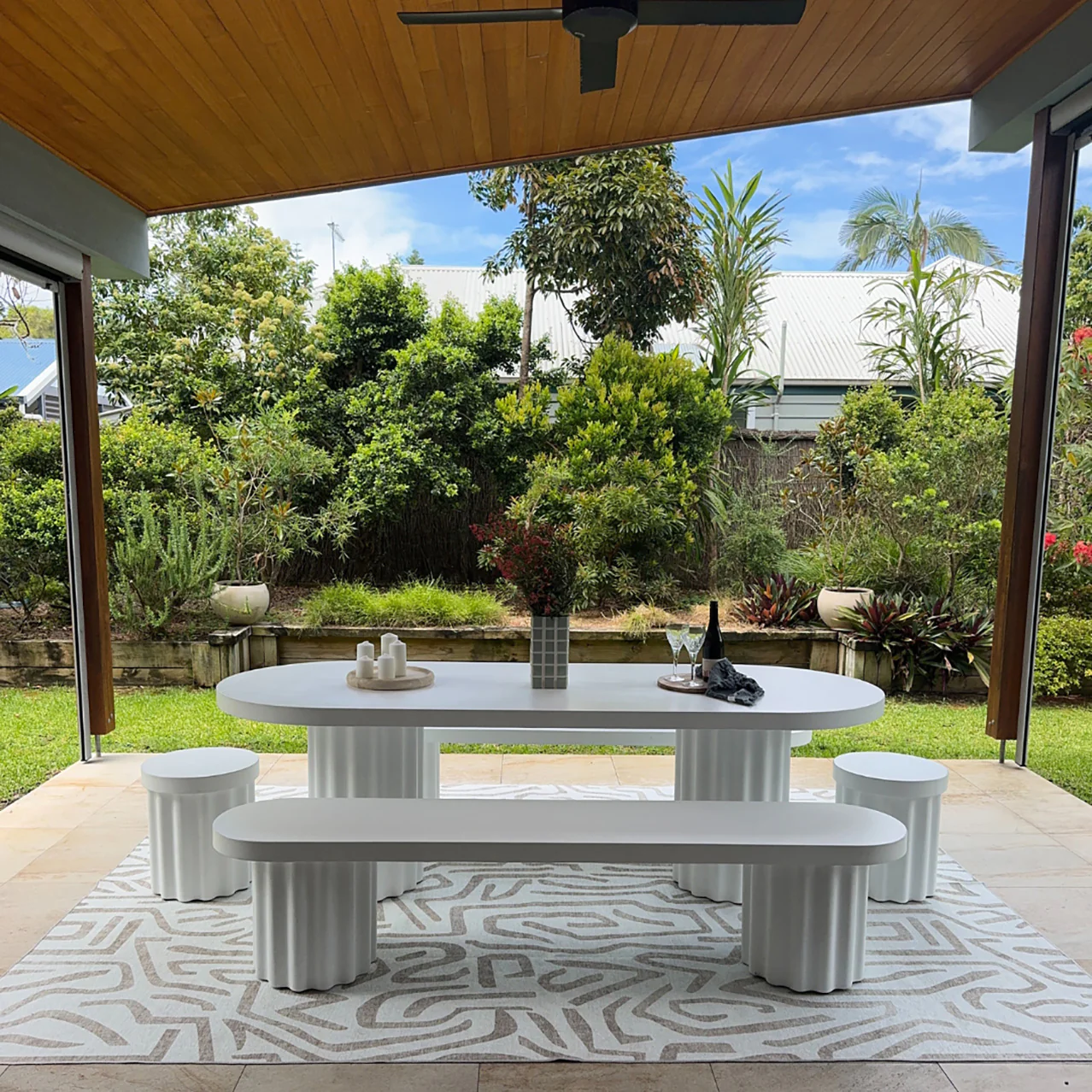 Kensa Grey Cream Indoor Outdoor Washable Rug - Image 5