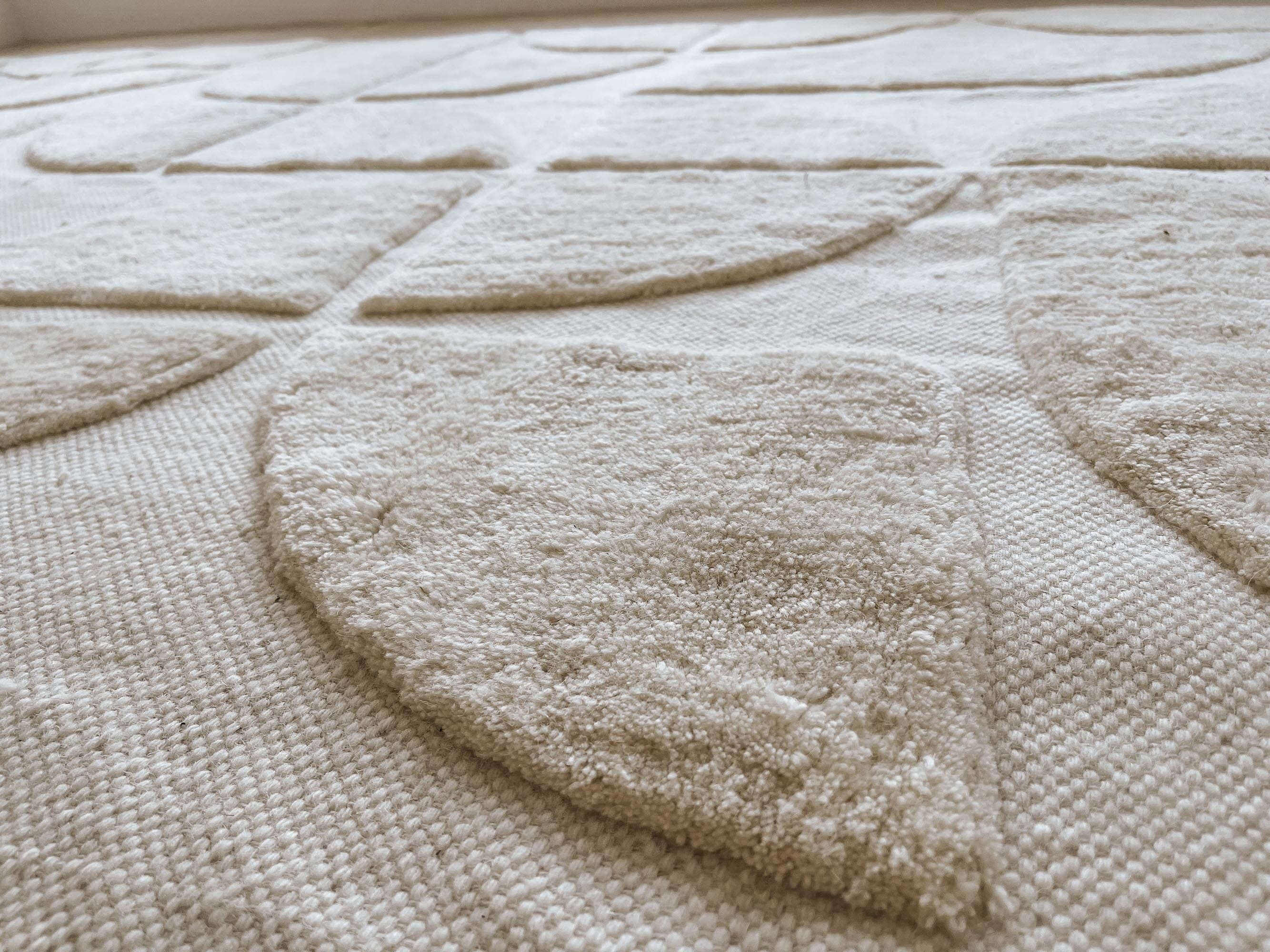 Kikko Geometric Cream Washable Wool Rug - Image 3