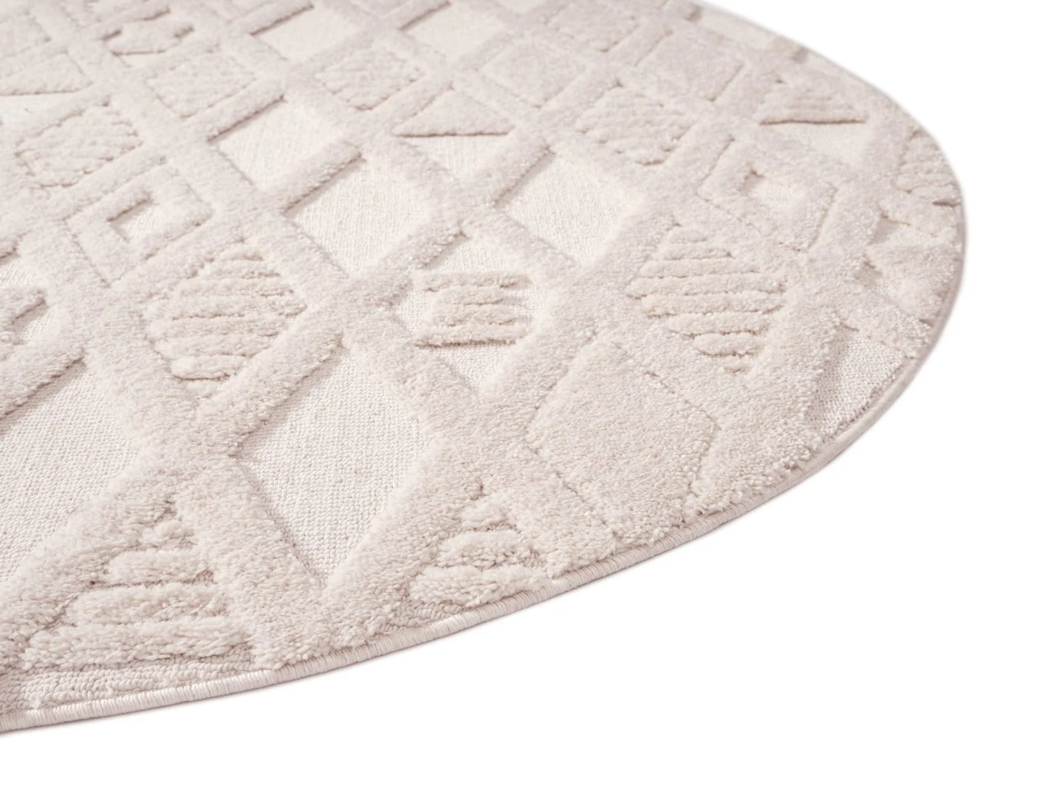 Kira Diamond Detail Textured Round Rug - Image 8