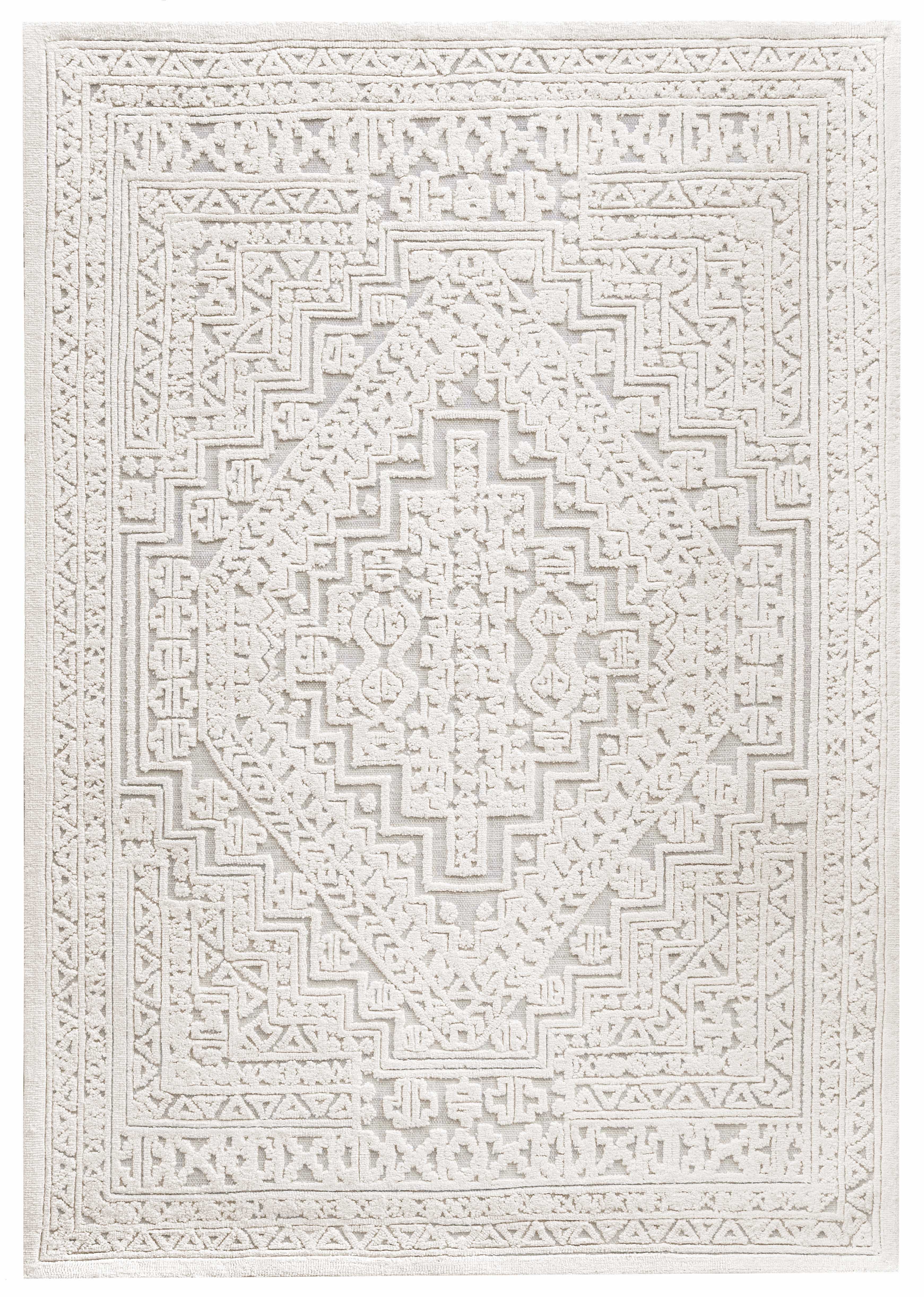 Kirrily Blue Grey and Ivory Textured Tribal Rug
