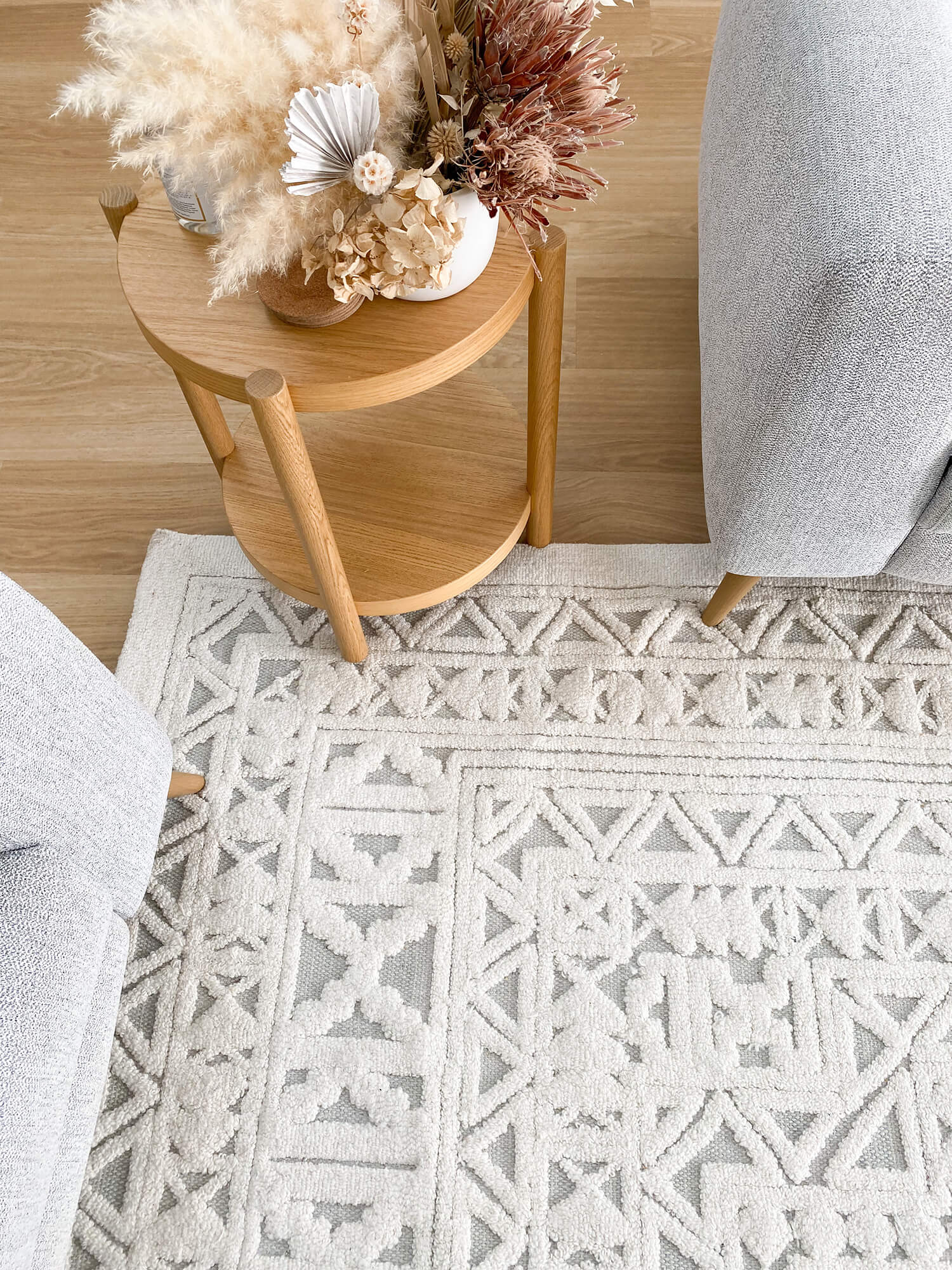 Kirrily Blue Grey and Ivory Textured Tribal Rug - Image 10