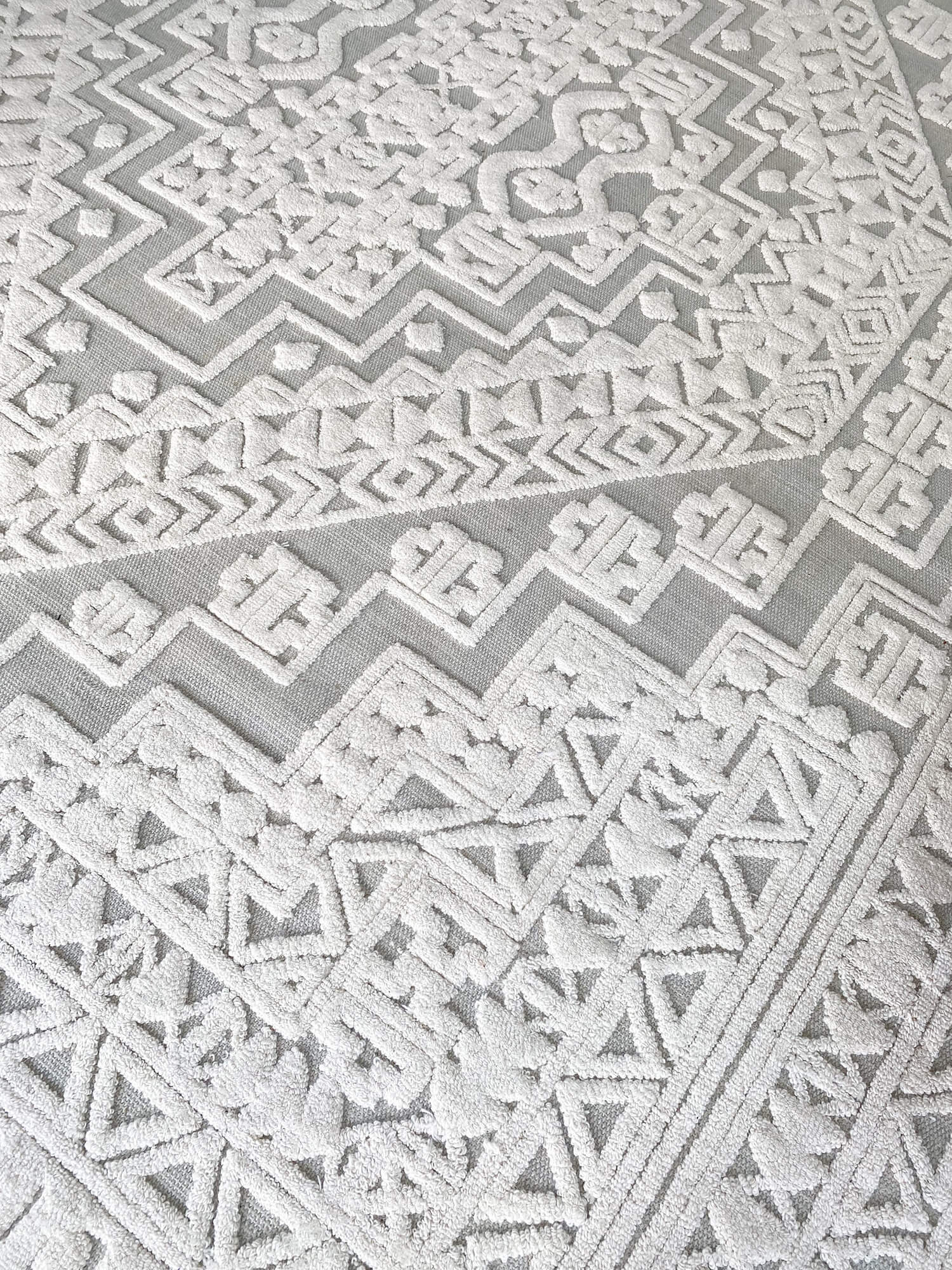 Kirrily Blue Grey and Ivory Textured Tribal Rug - Image 11
