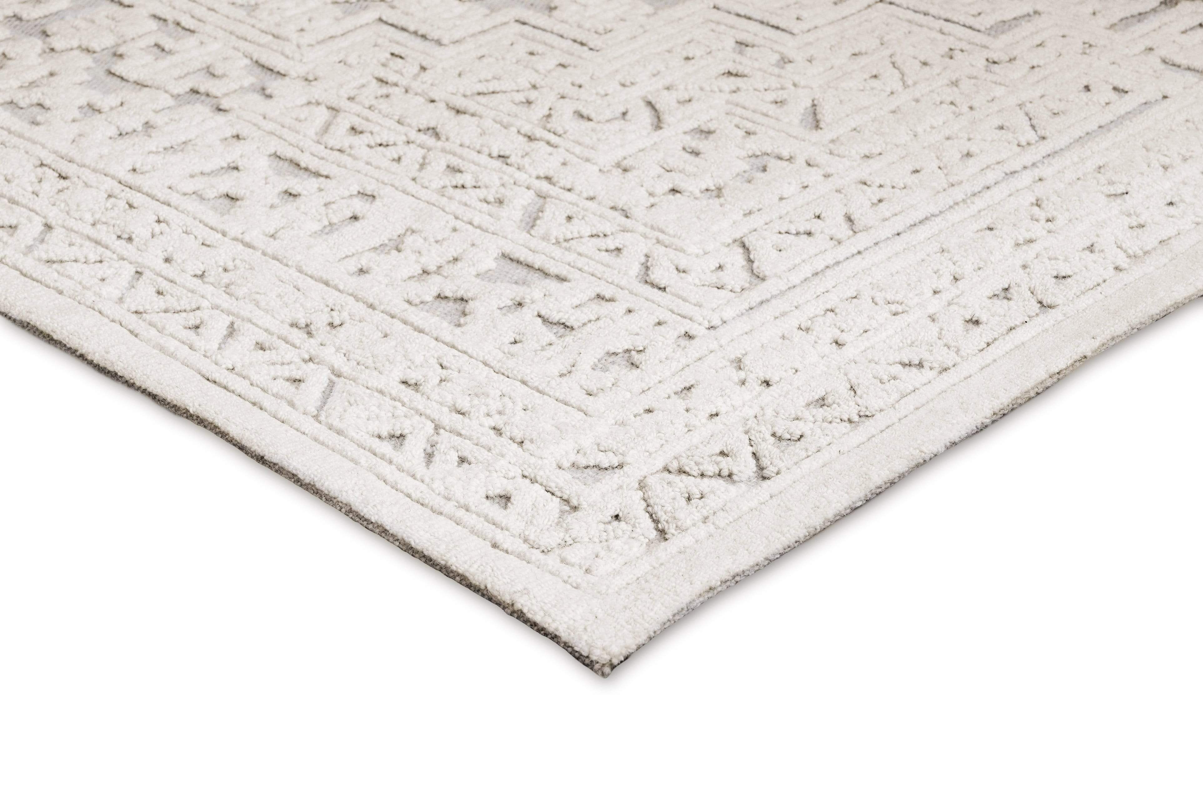 Kirrily Blue Grey and Ivory Textured Tribal Rug - Image 12