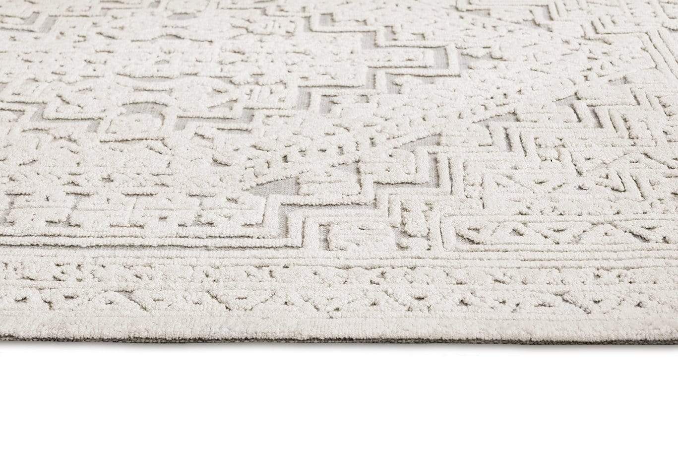 Kirrily Blue Grey and Ivory Textured Tribal Rug - Image 13