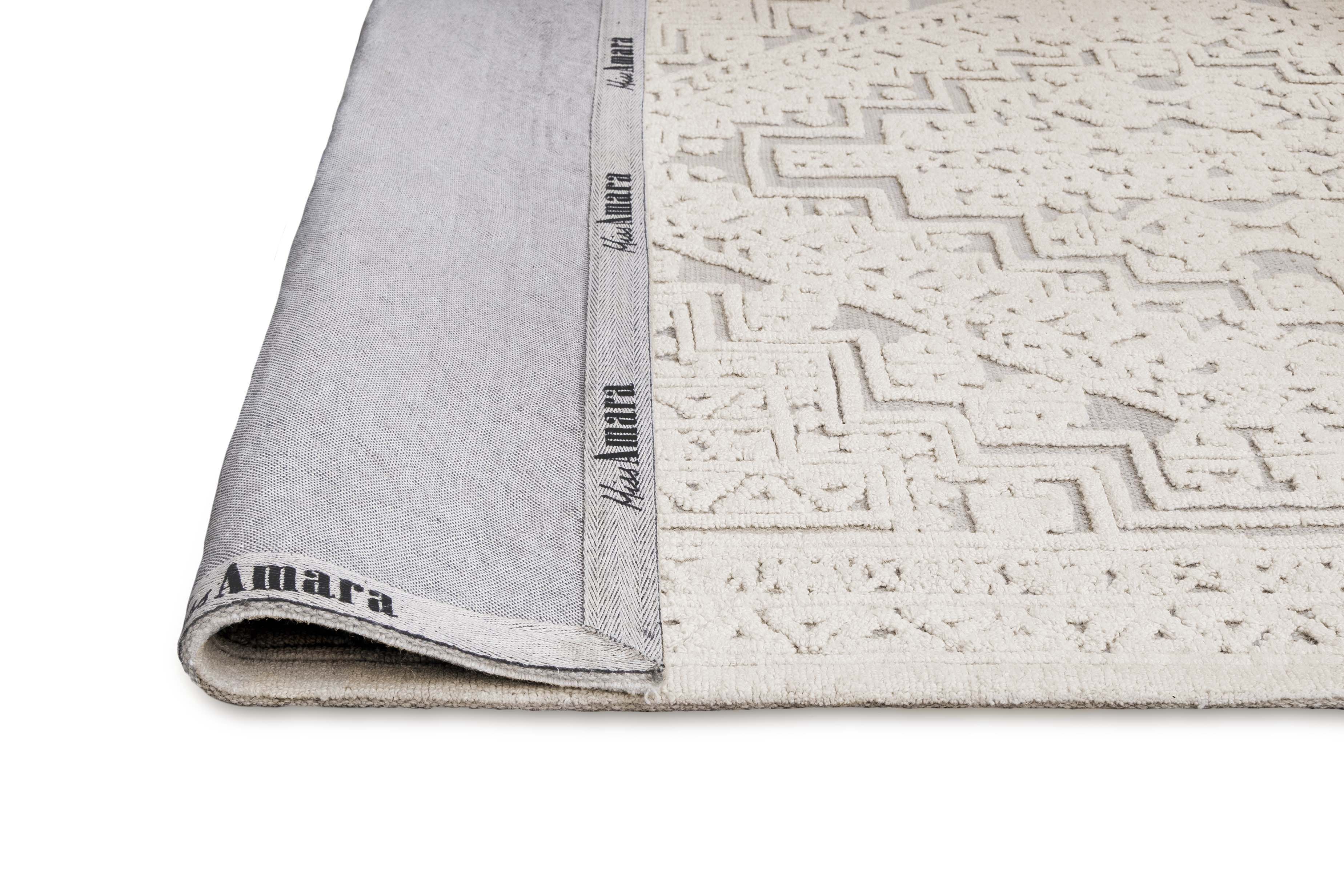 Kirrily Blue Grey and Ivory Textured Tribal Rug - Image 14