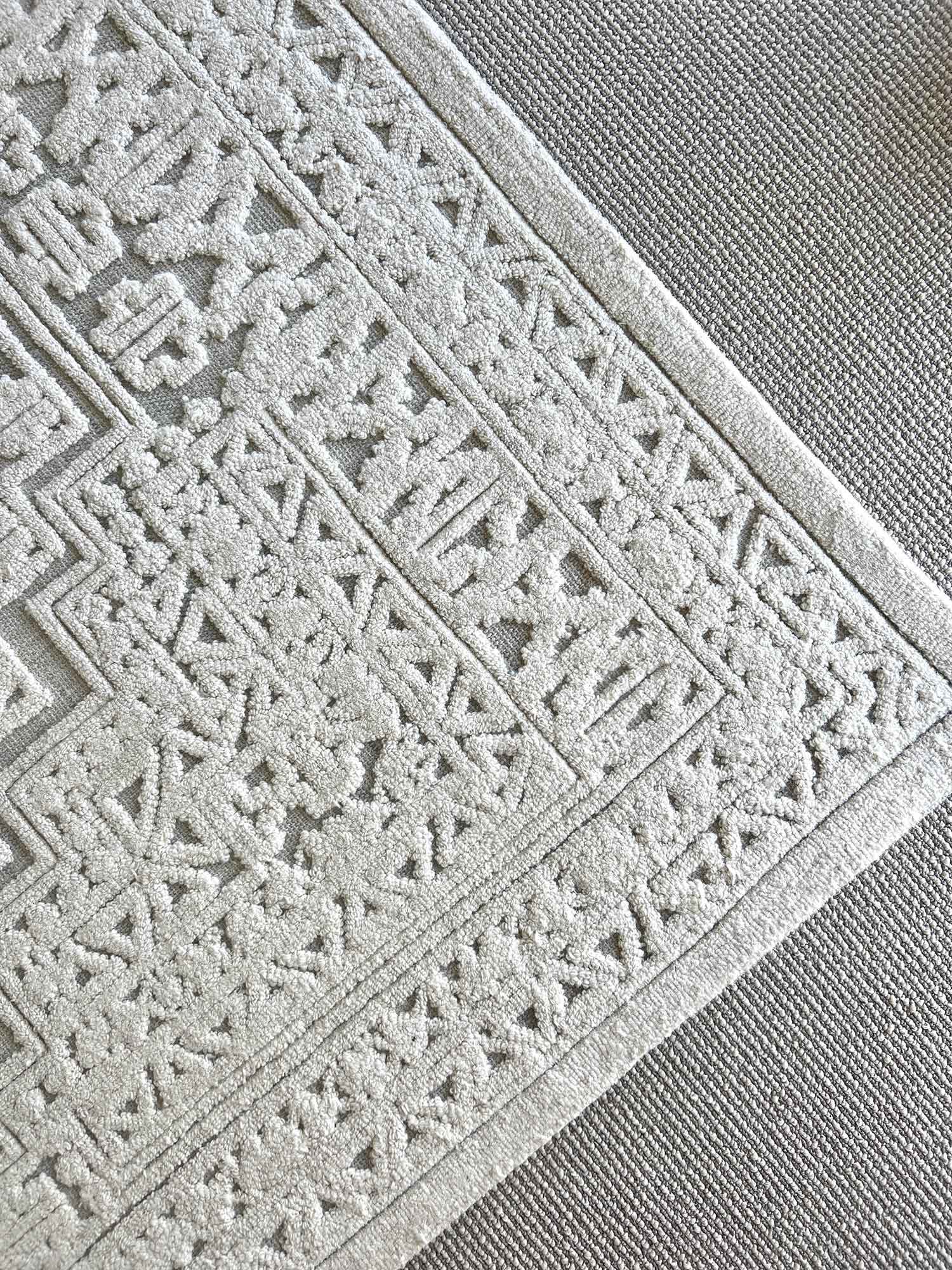 Kirrily Blue Grey and Ivory Textured Tribal Rug - Image 3