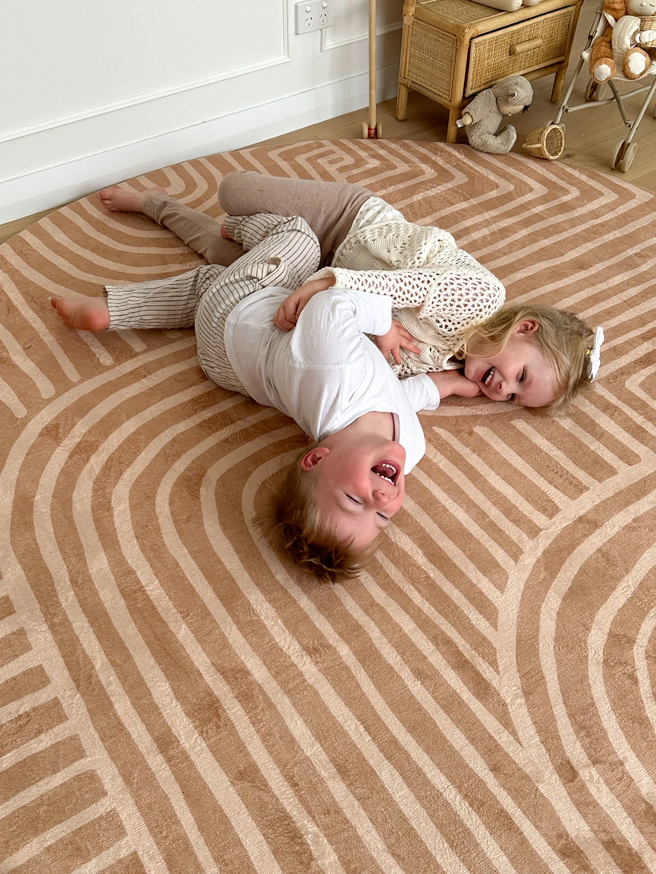 Koru Brown Abstract Rollie Pollie Round Playmat - Image 3