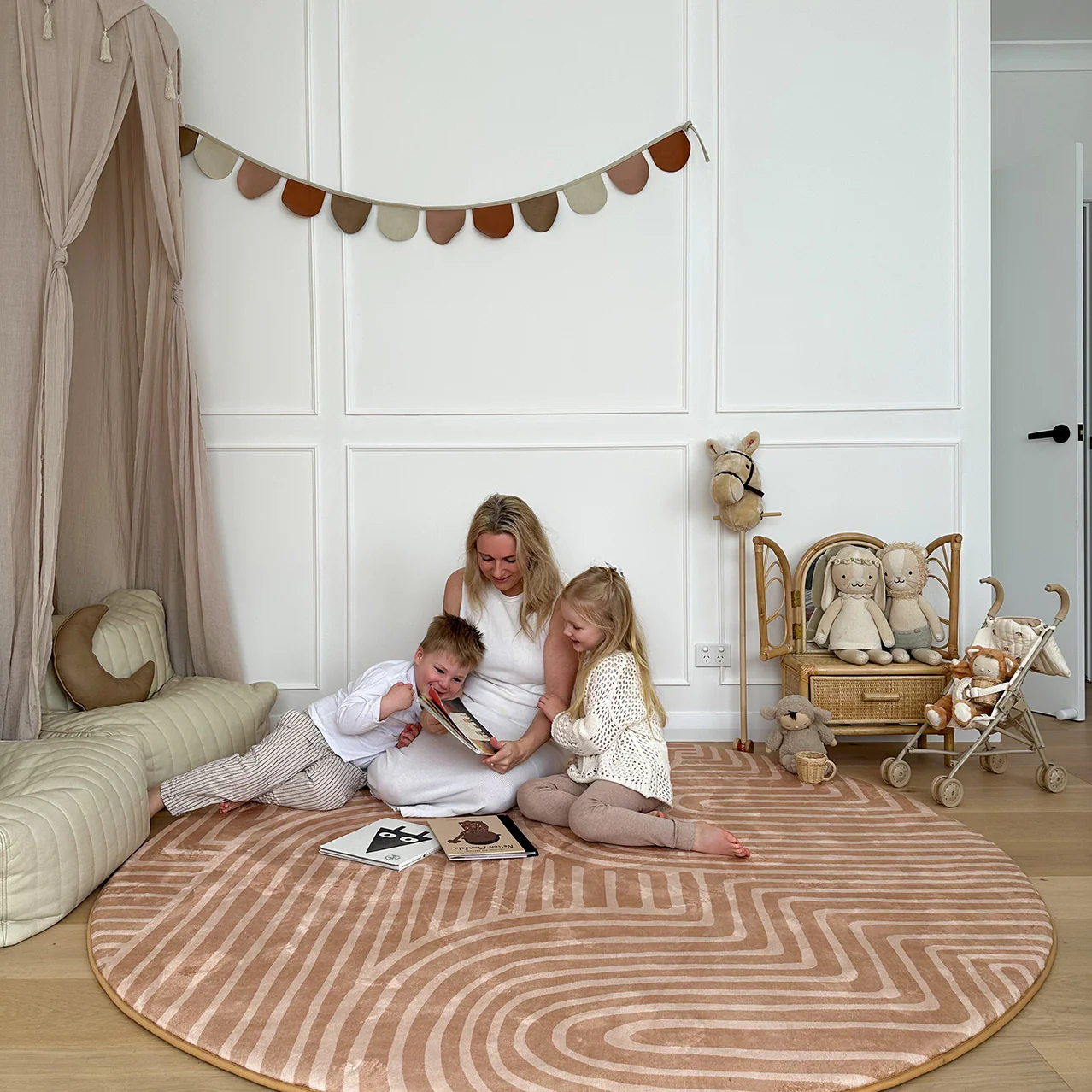 Koru Brown Abstract Rollie Pollie Round Playmat - Image 4