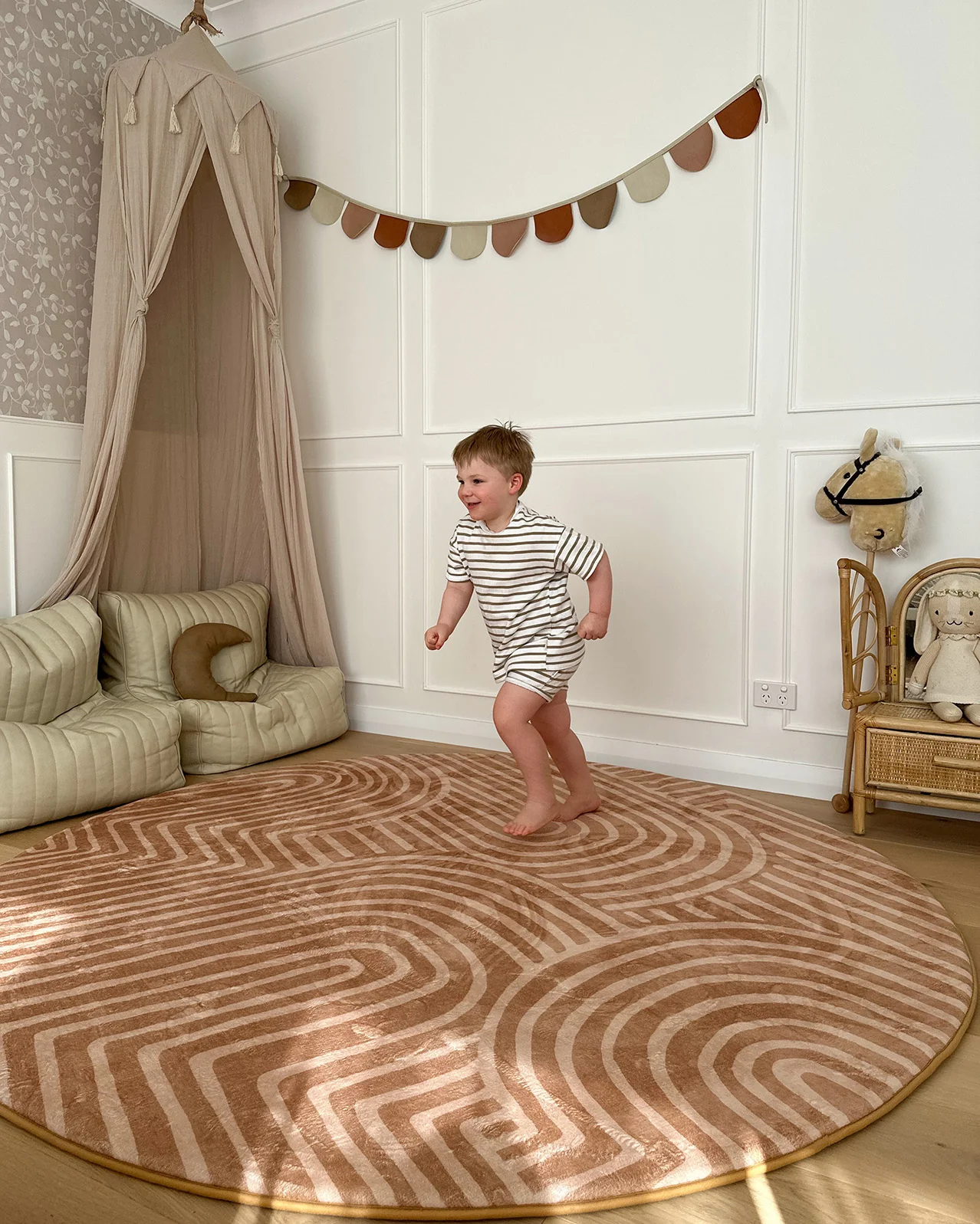 Koru Brown Abstract Rollie Pollie Round Playmat - Image 5