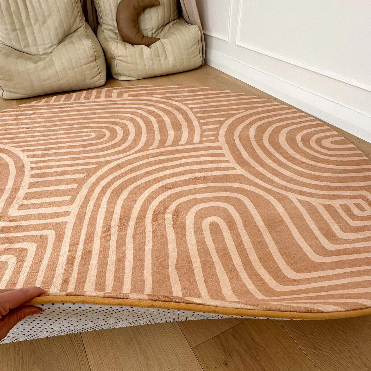 Koru Brown Abstract Rollie Pollie Round Playmat - Image 6