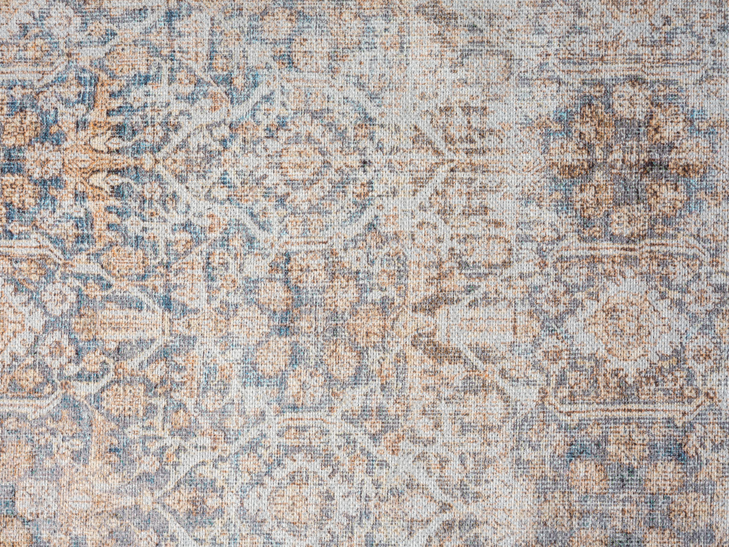 Krisna Brown and BlueTraditional Distressed Washable Rug - Image 14