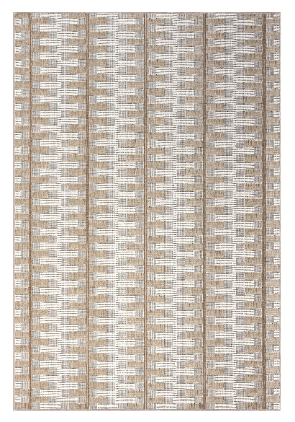 Krystal Brown and Ivory Geometric Flatweave Indoor Outdoor Rug