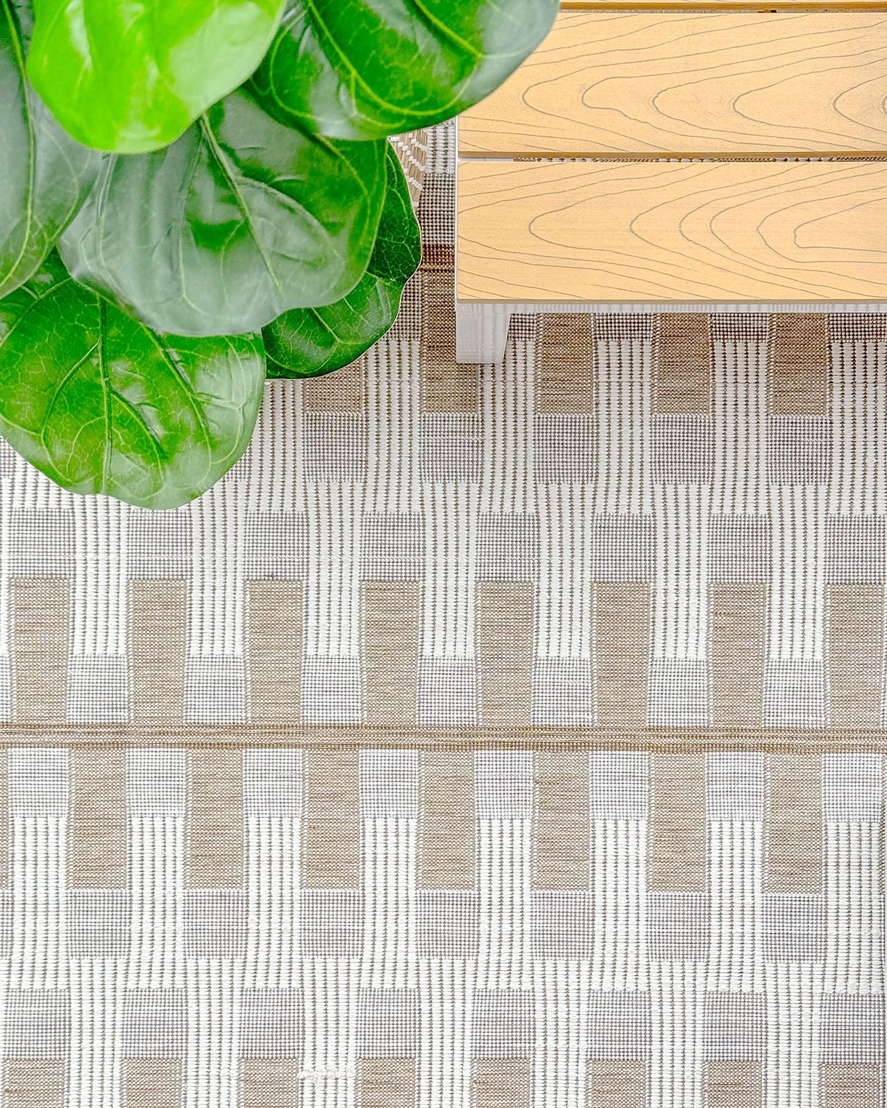 Krystal Brown and Ivory Geometric Flatweave Indoor Outdoor Rug - Image 2