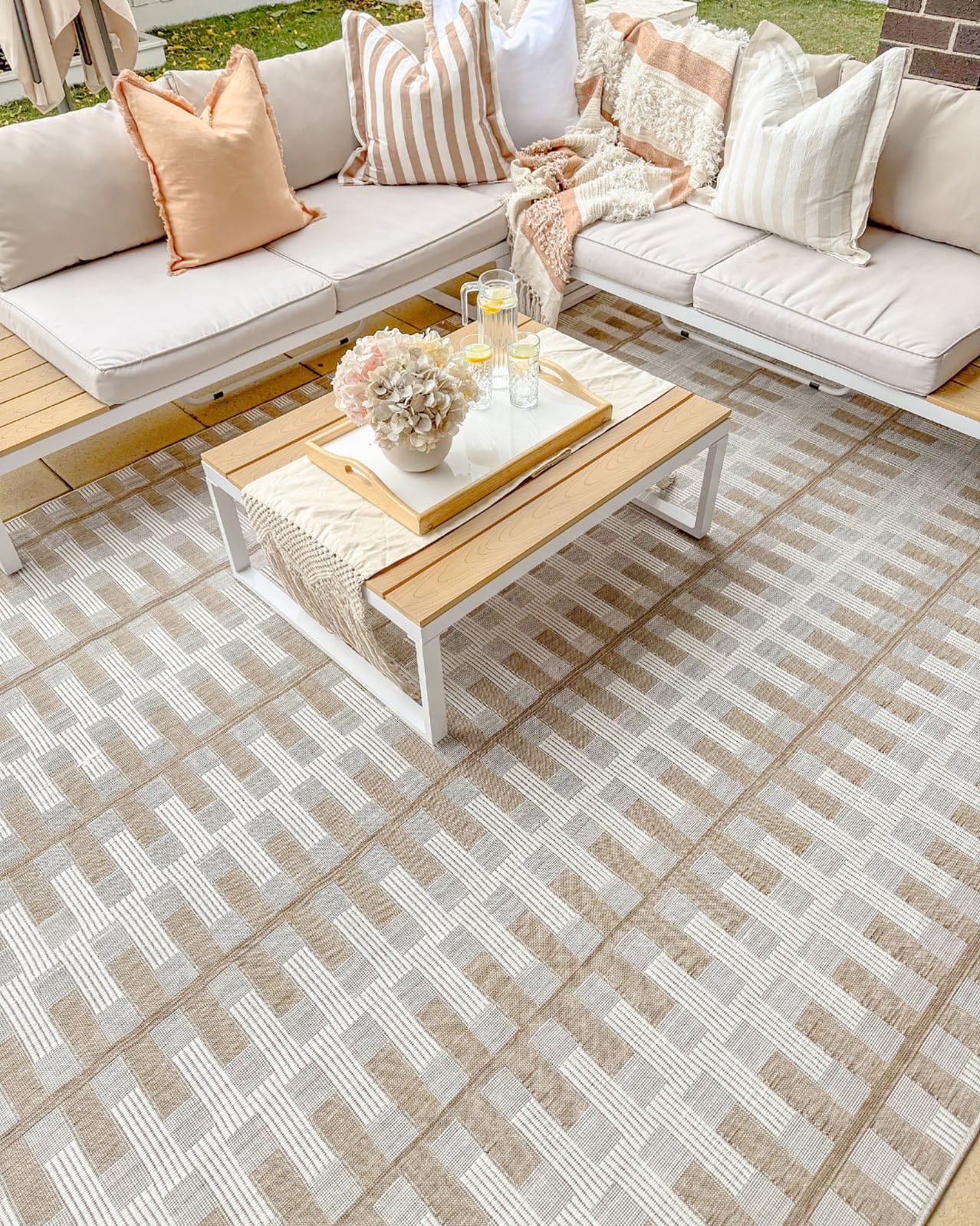 Krystal Brown and Ivory Geometric Flatweave Indoor Outdoor Rug - Image 3