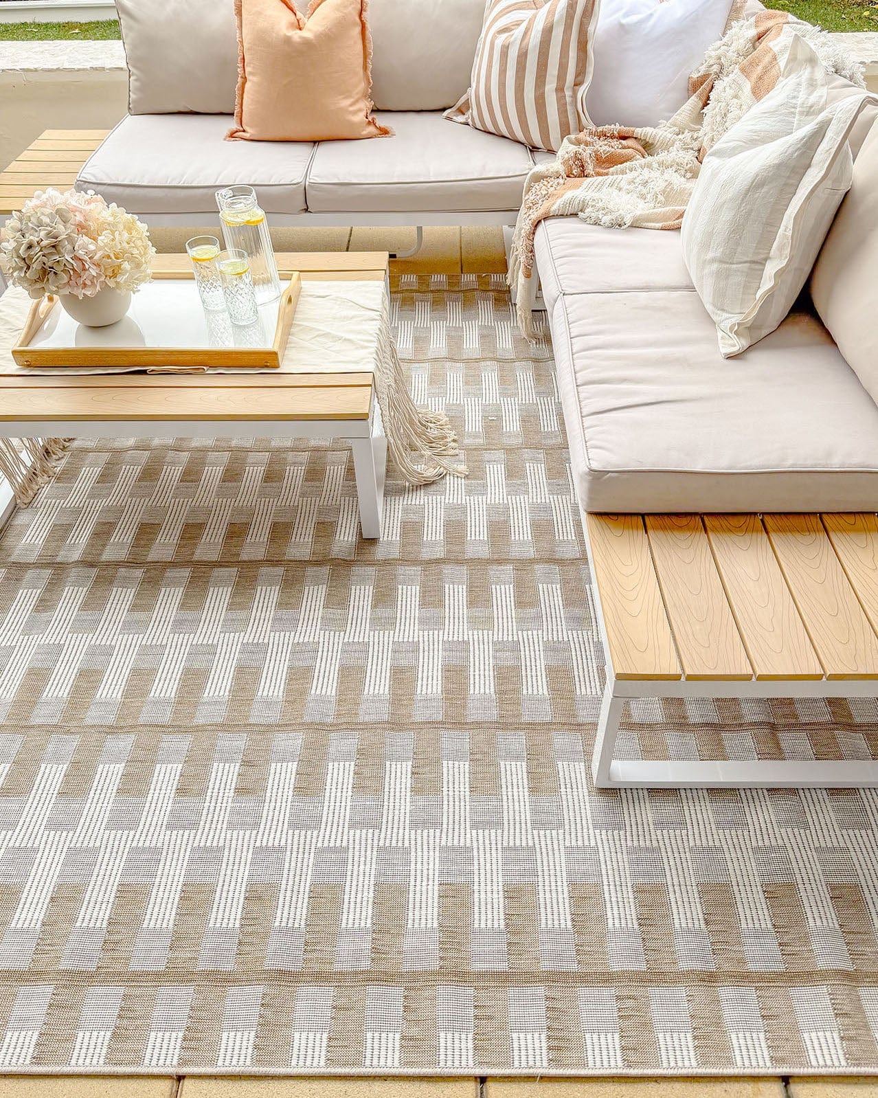 Krystal Brown and Ivory Geometric Flatweave Indoor Outdoor Rug - Image 4