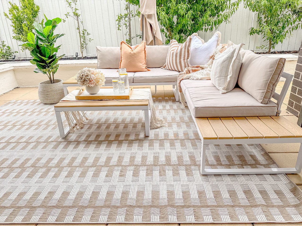 Krystal Brown and Ivory Geometric Flatweave Indoor Outdoor Rug - Image 5