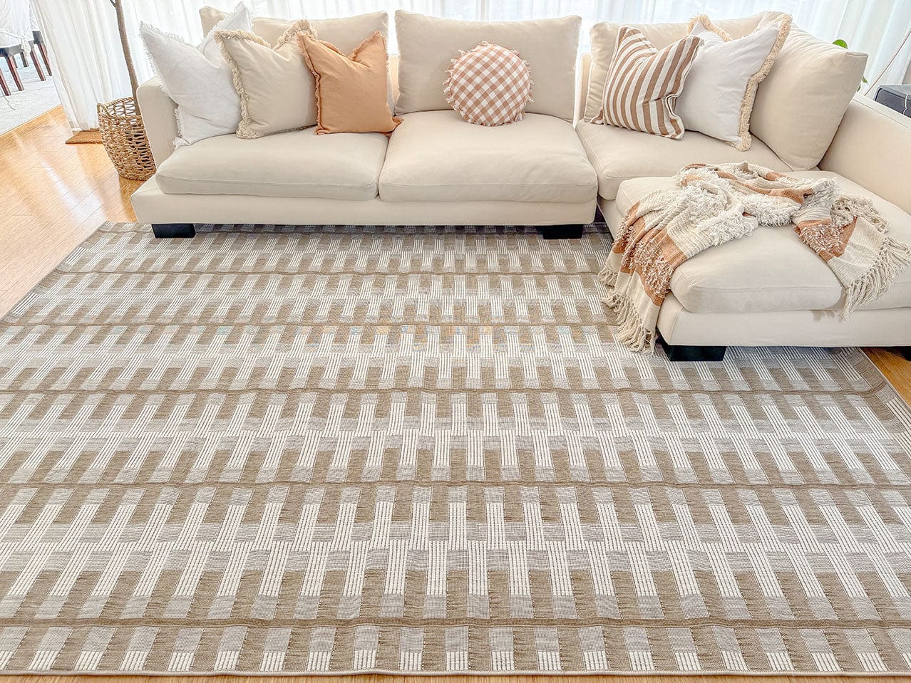 Krystal Brown and Ivory Geometric Flatweave Indoor Outdoor Rug - Image 8