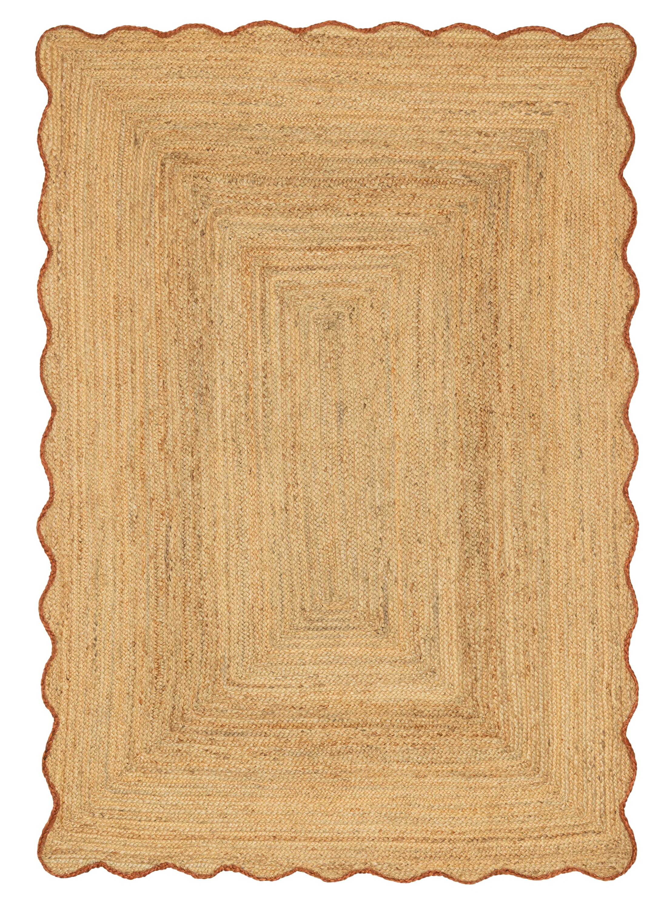 Kumari Natural Brown Scalloped Jute Rug
