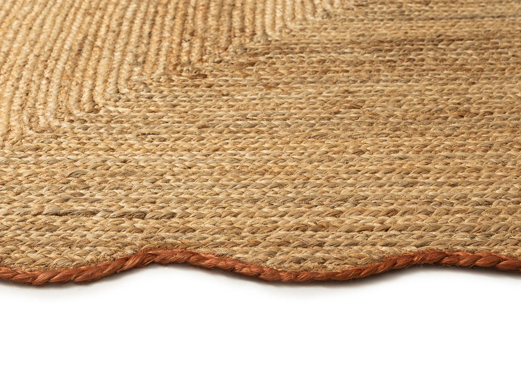 Kumari Natural Brown Scalloped Jute Rug - Image 3