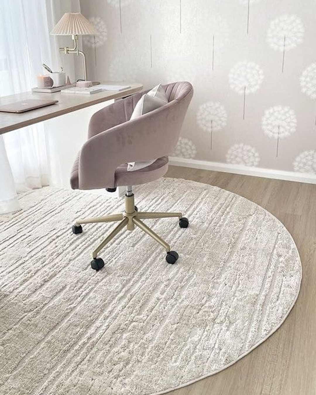 Leilani Ivory Cream Textured Round Rug - Image 7