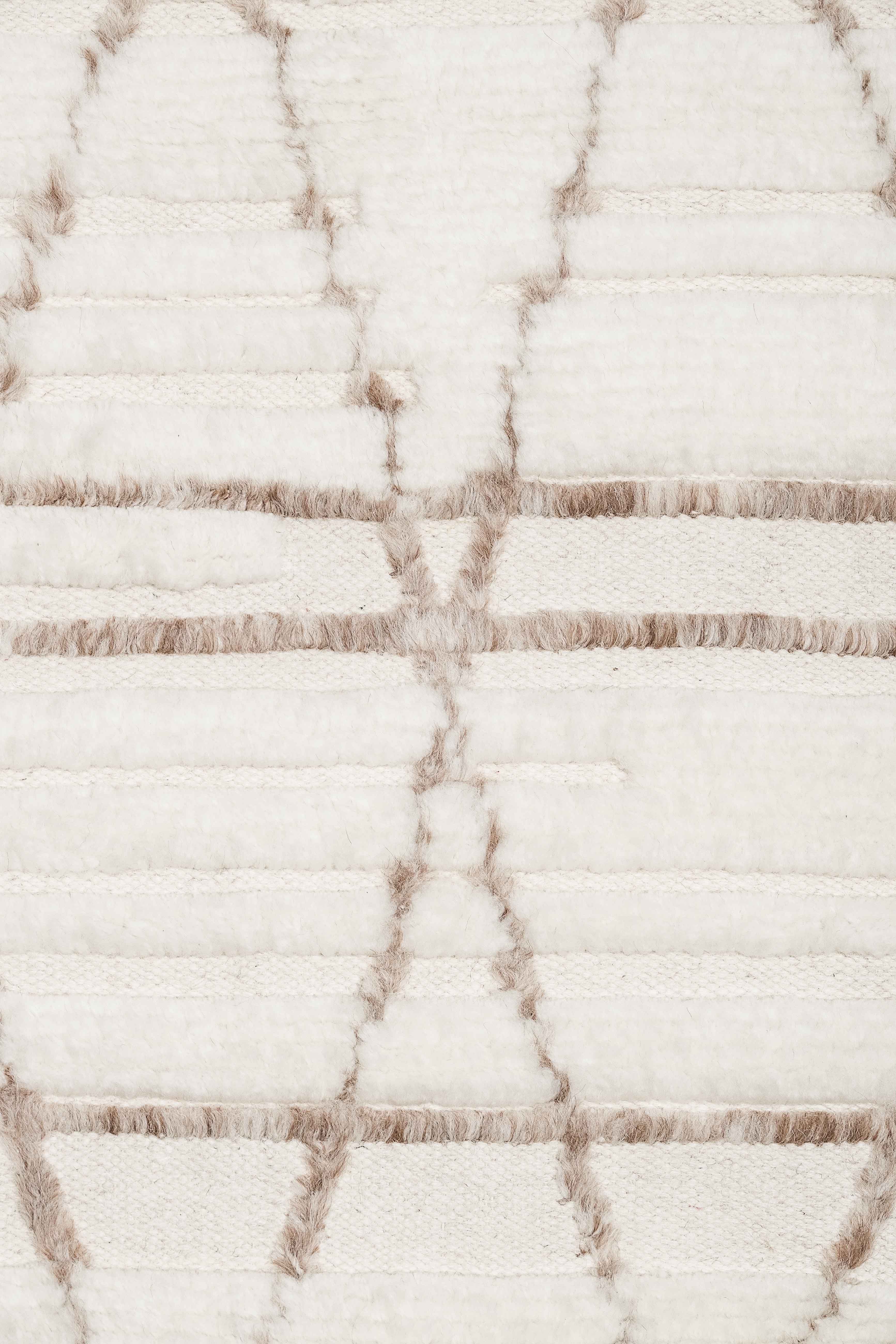 Leona Ivory Beige Tribal Wool Shag Rug - Image 12