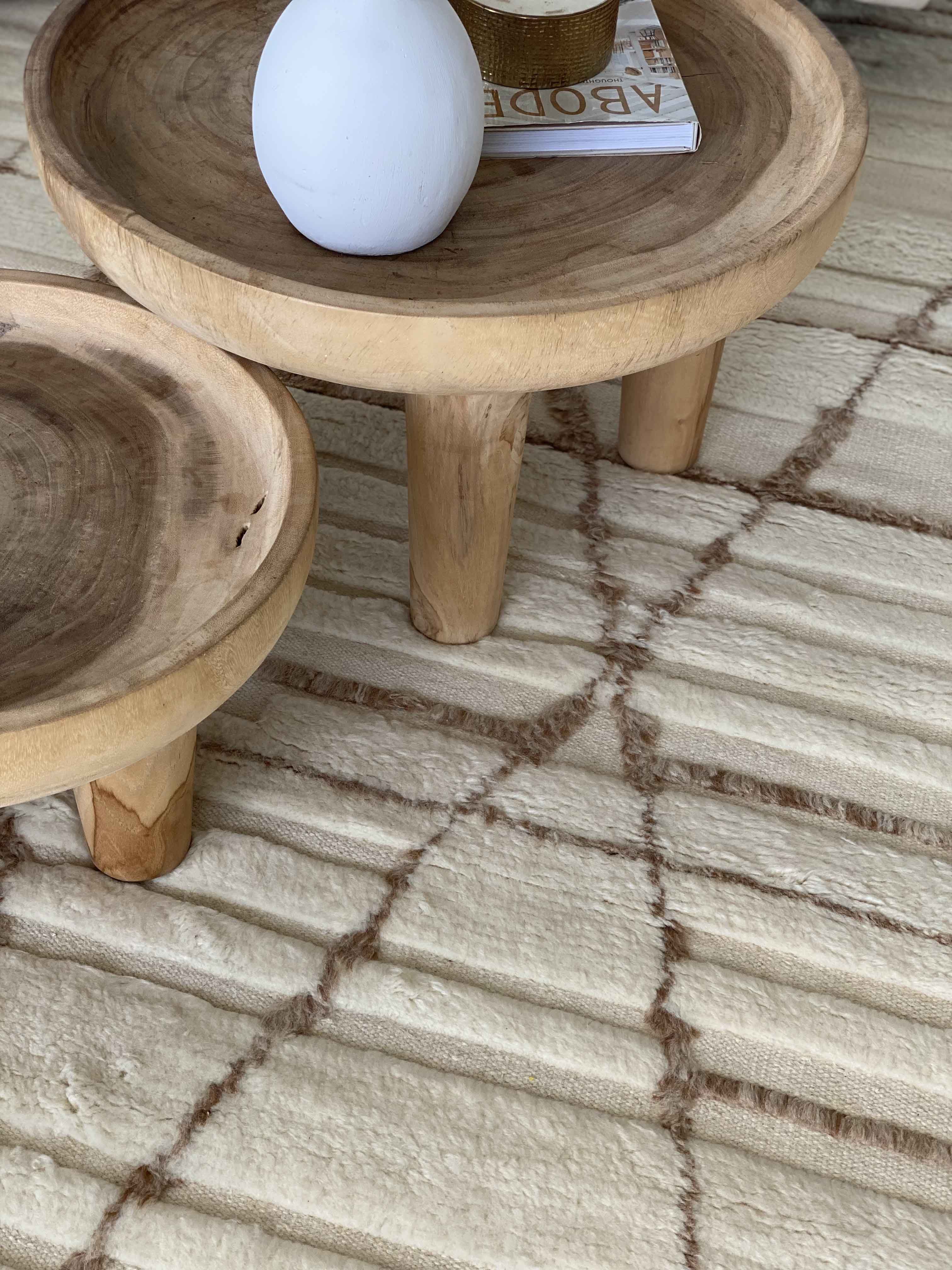 Leona Ivory Beige Tribal Wool Shag Rug - Image 6