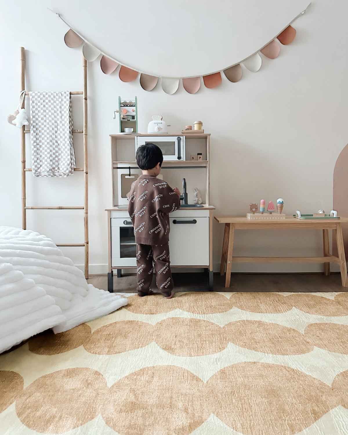Lexa Beige and Light Beige Abstract Rollie Pollie Playmat - Image 2