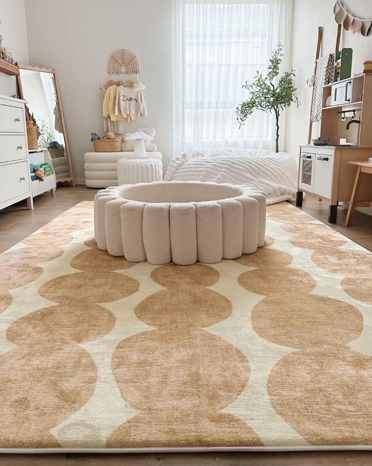 Lexa Beige and Light Beige Abstract Rollie Pollie Playmat - Image 3