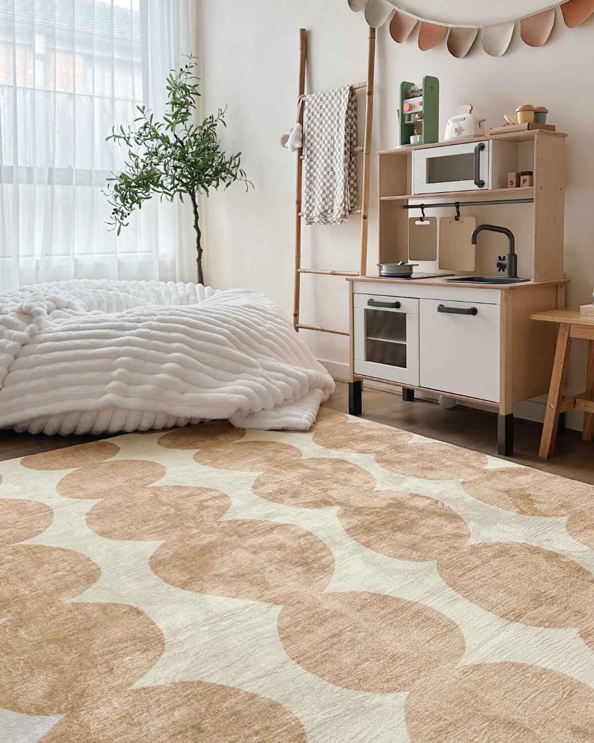 Lexa Beige and Light Beige Abstract Rollie Pollie Playmat - Image 4