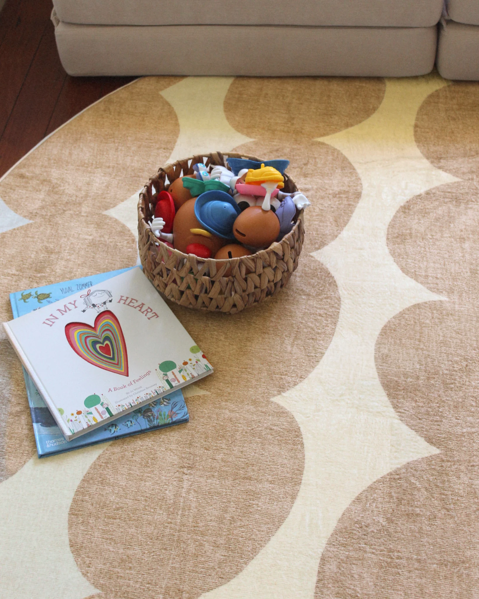 Lexa Beige and Light Beige Abstract Rollie Pollie Round Playmat - Image 7