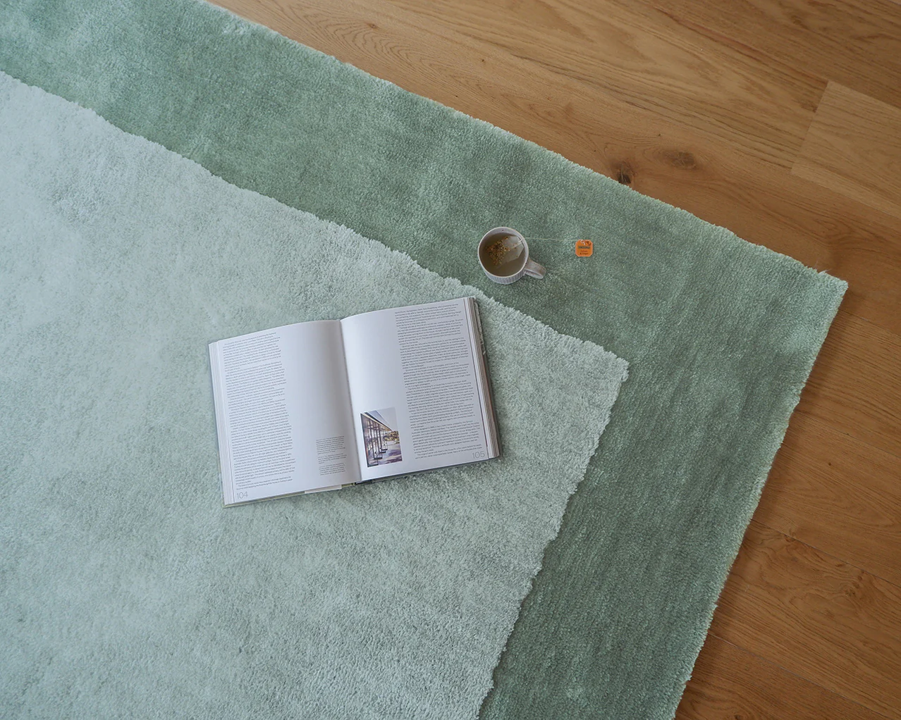 Lila Green Bordered Shag Rug - Image 6