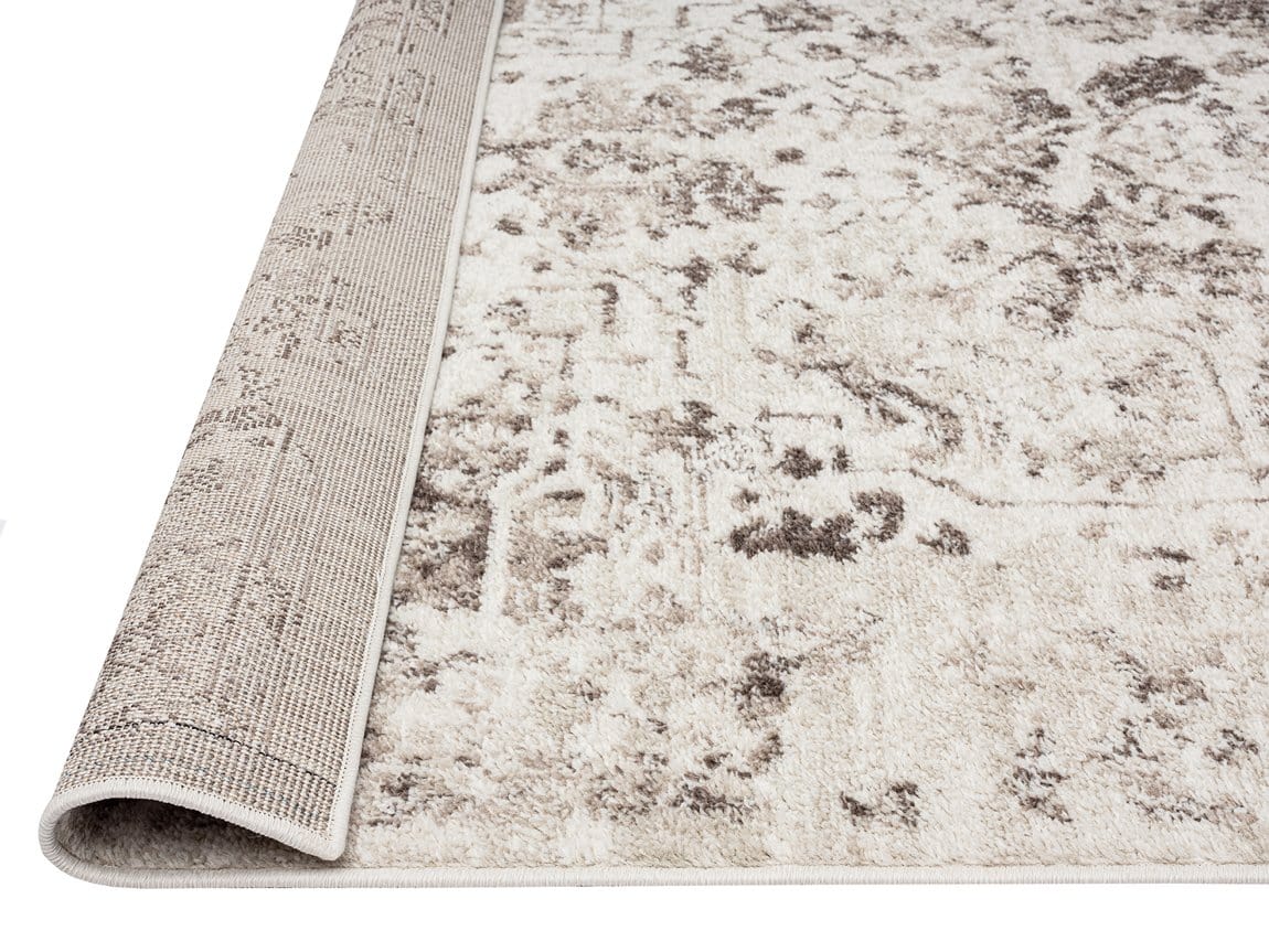 Liliana Cream And Brown Traditional Distressed Floral Runner Rug - Image 4