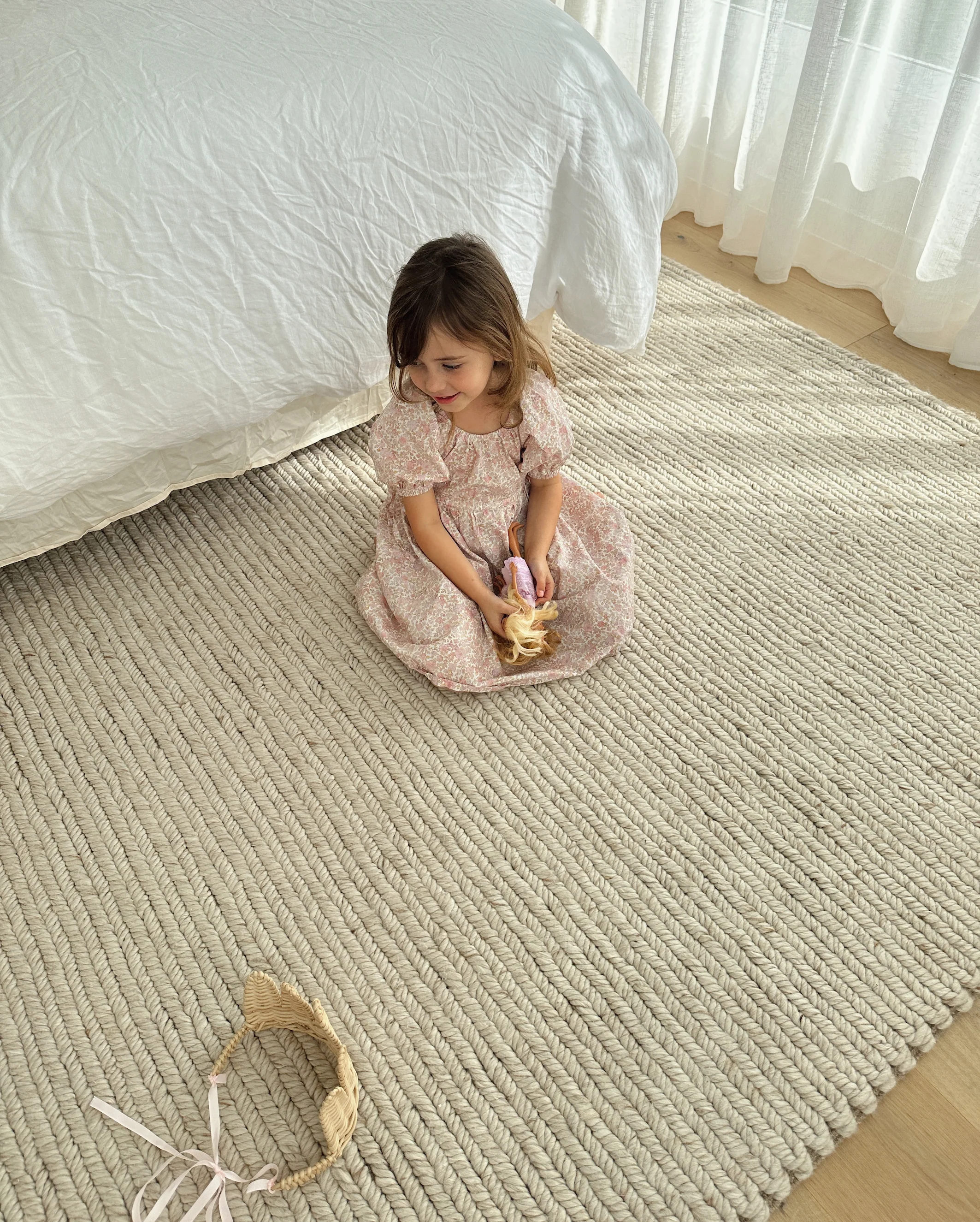 Linnea Beige Herringbone Braided Wool Rug - Image 2