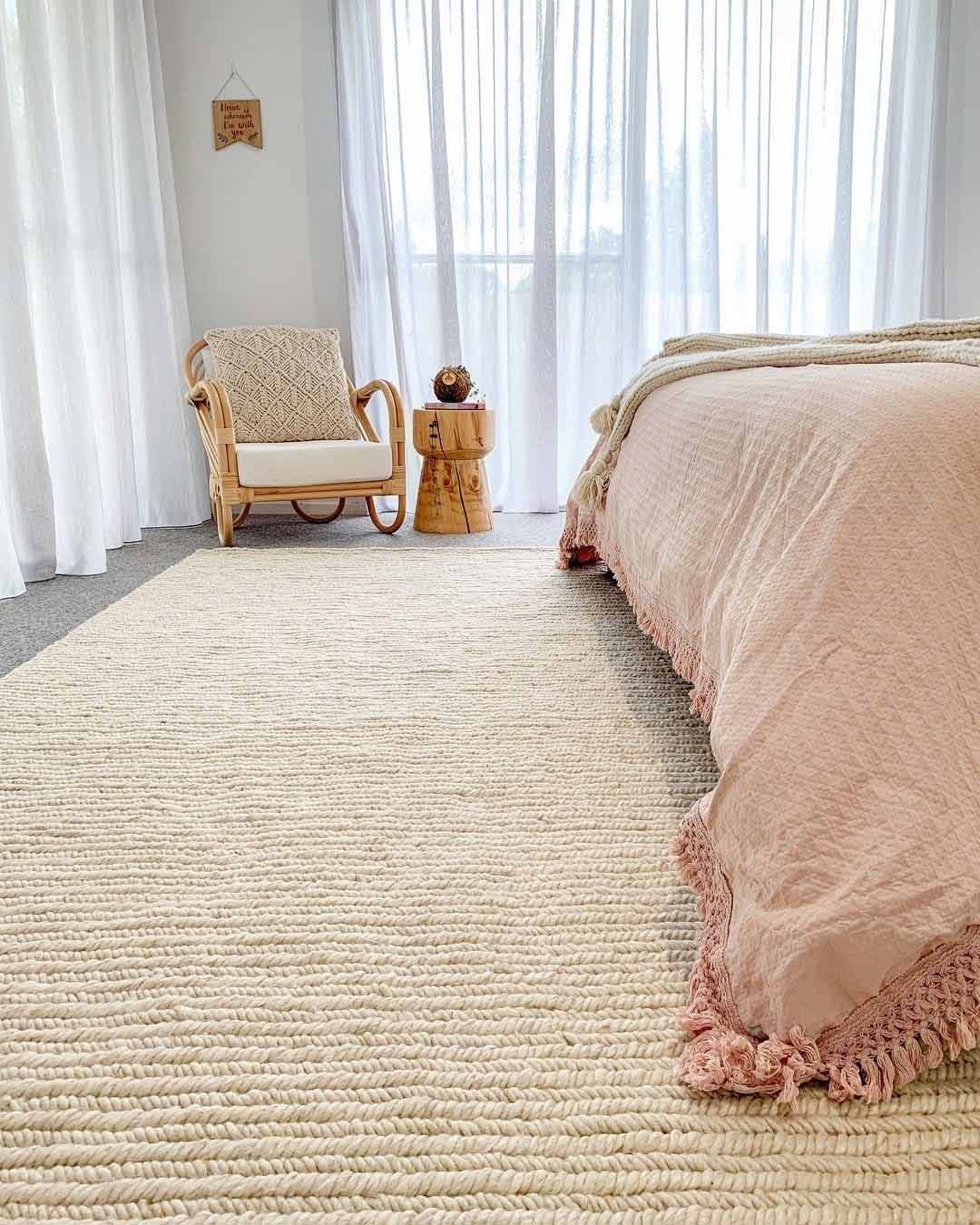 Linnea Beige Herringbone Braided Wool Rug - Image 5