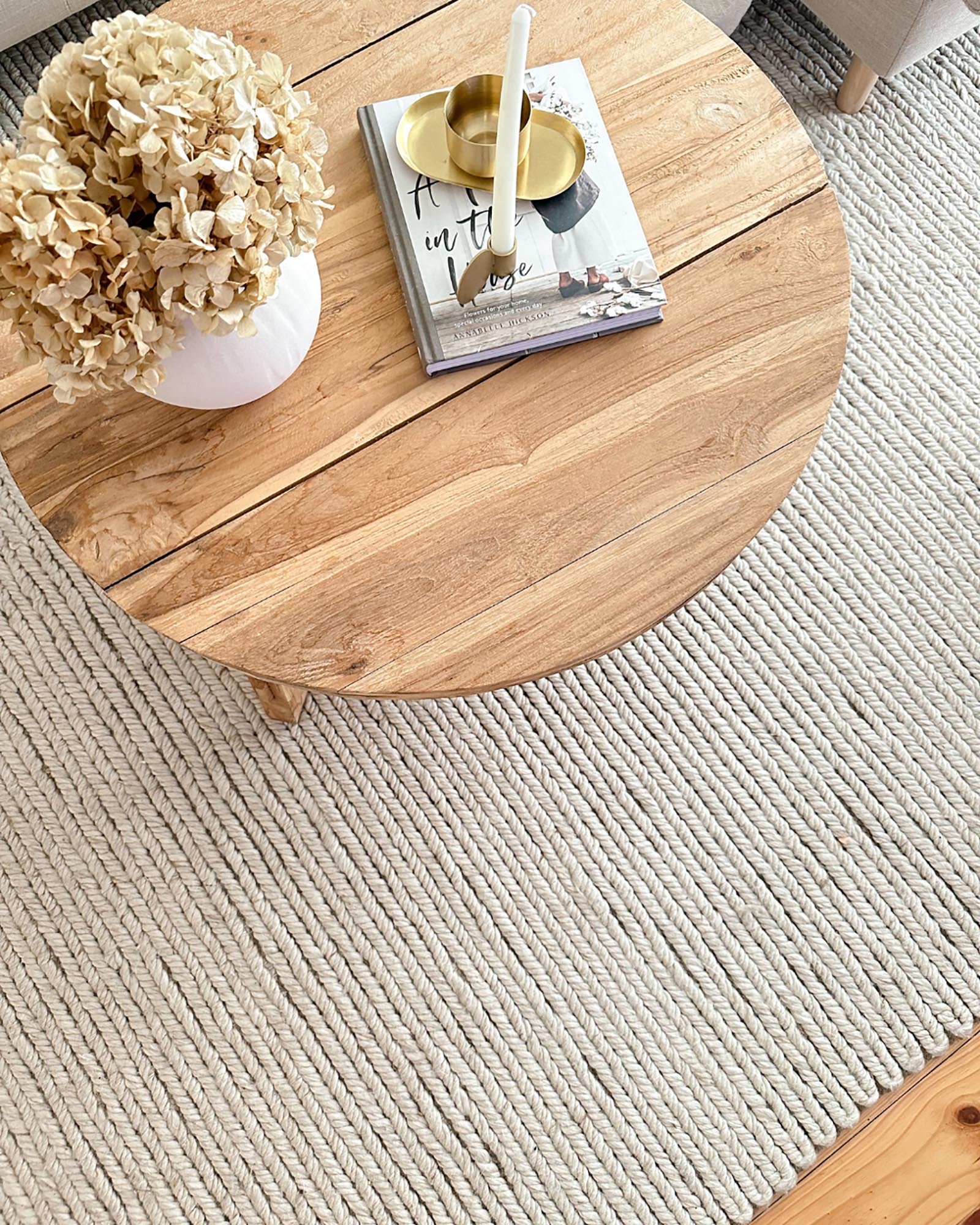 Linnea Beige Herringbone Braided Wool Rug - Image 9