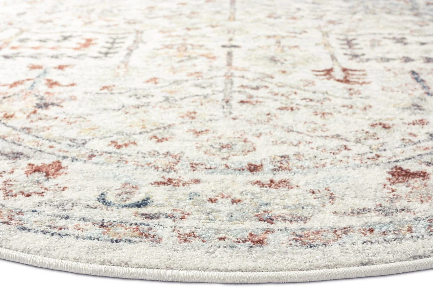 Livvie Blue and Orange Multi-Colour Distressed Round Rug - Image 11