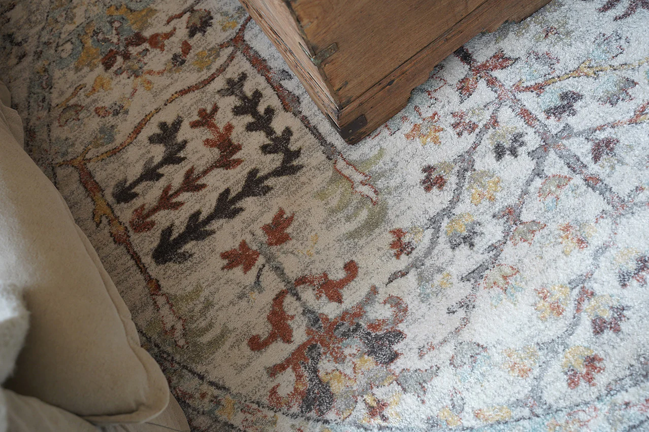 Livvie Blue and Orange Multi-Colour Distressed Round Rug - Image 6