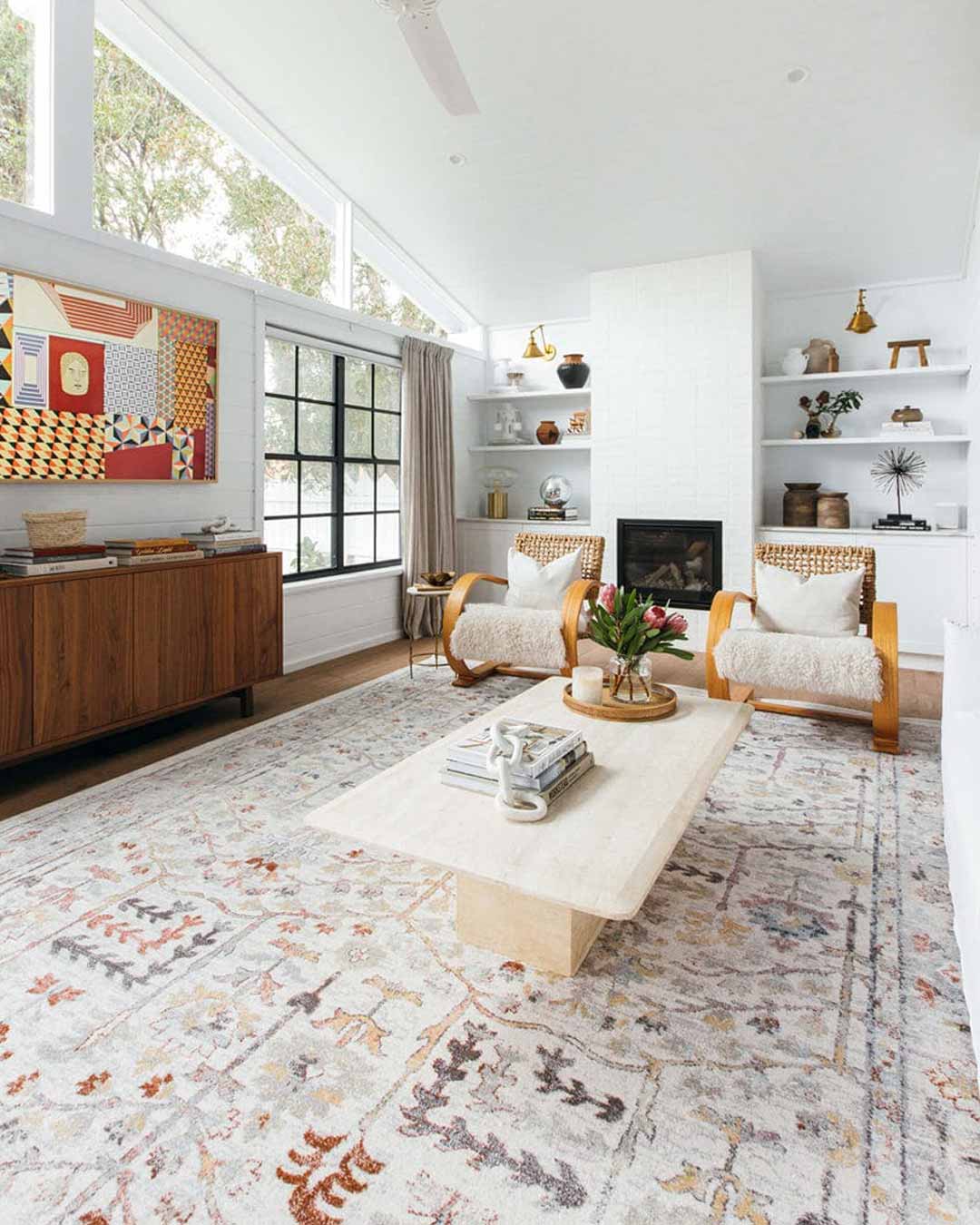 Livvie Blue and Orange Multi-Colour Distressed Rug - Image 2