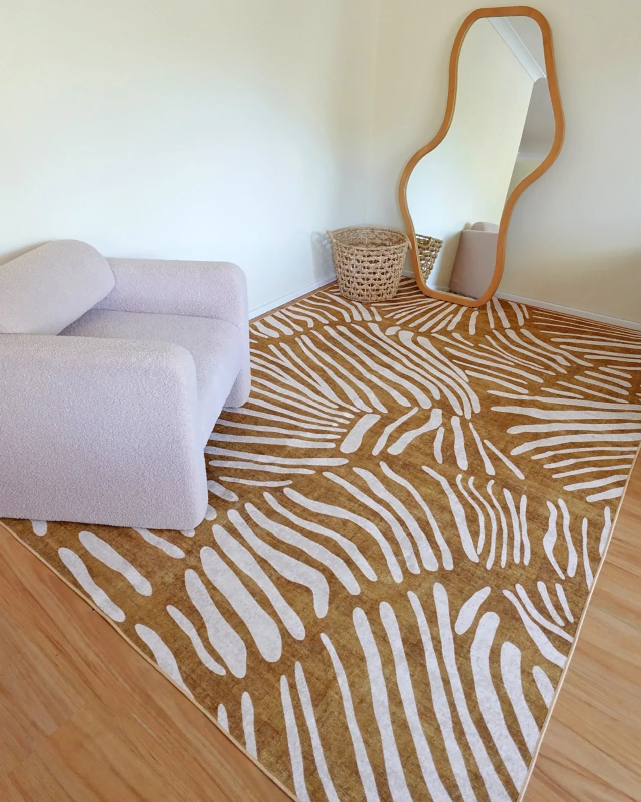 Liya Brown Palm Print Washable Rug - Image 2