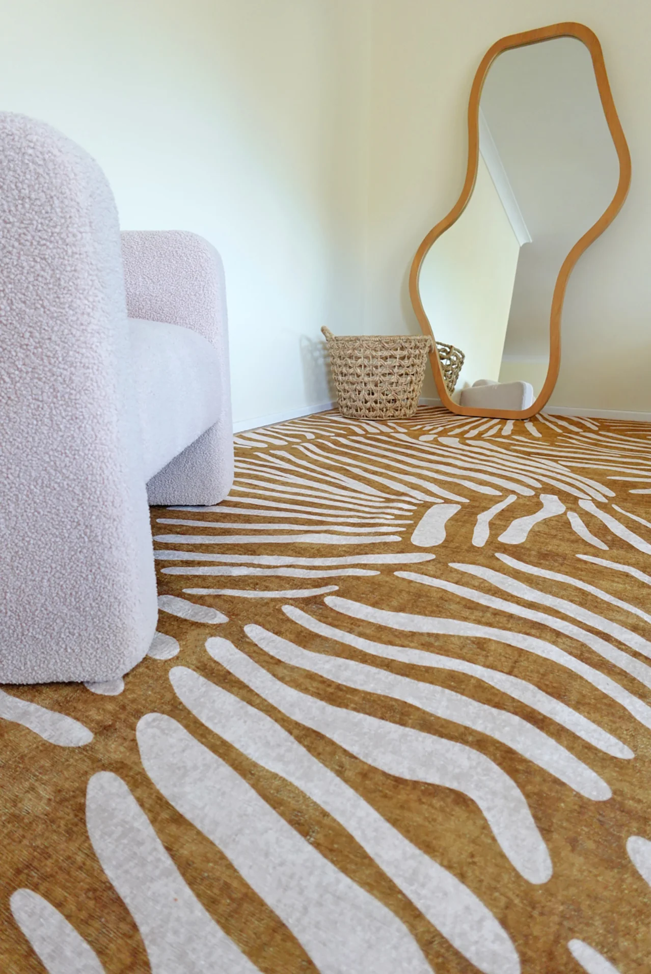 Liya Brown Palm Print Washable Rug - Image 3