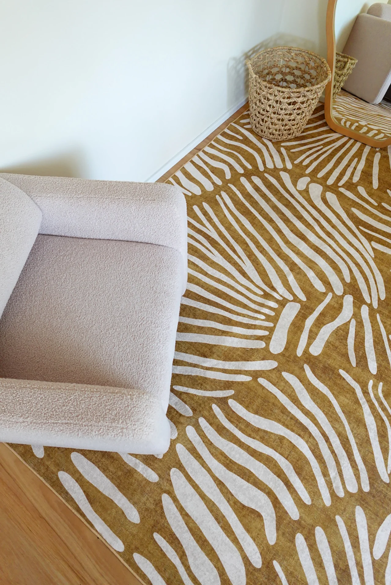 Liya Brown Palm Print Washable Rug - Image 4